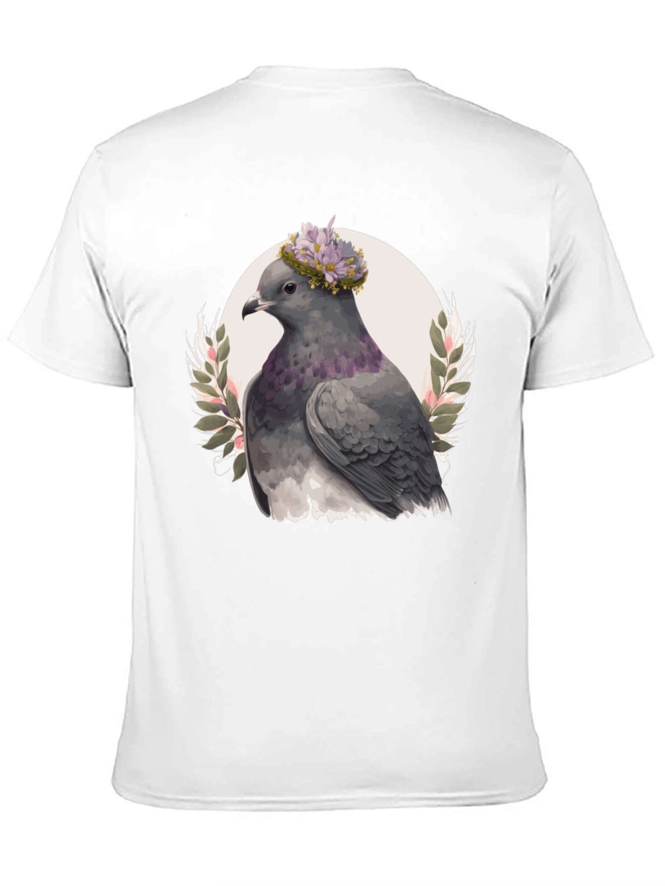 Black Pigeon with Floral Crown Graphic Tee view 11