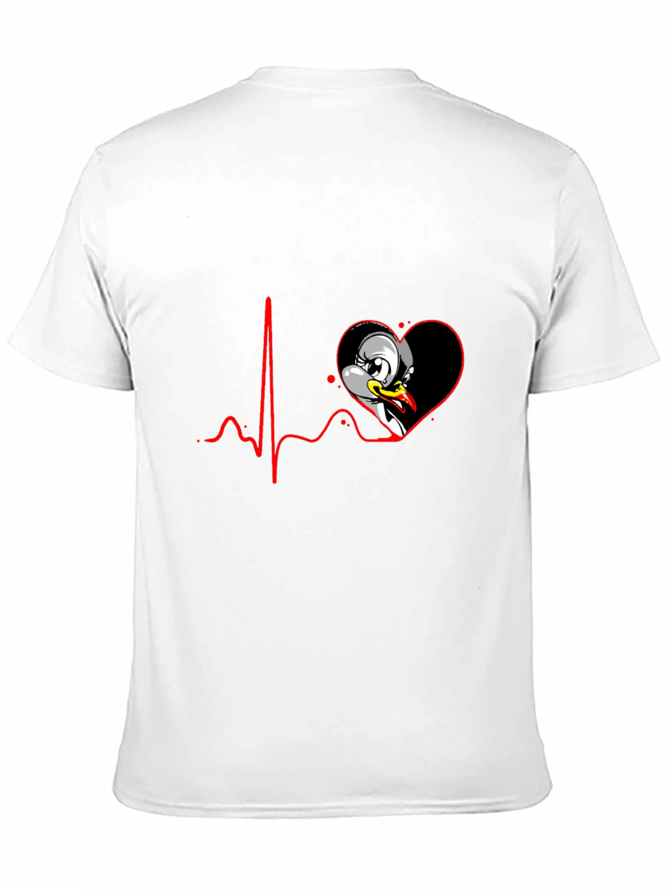 Black Cartoon Heartbeat Duck Tee view 11