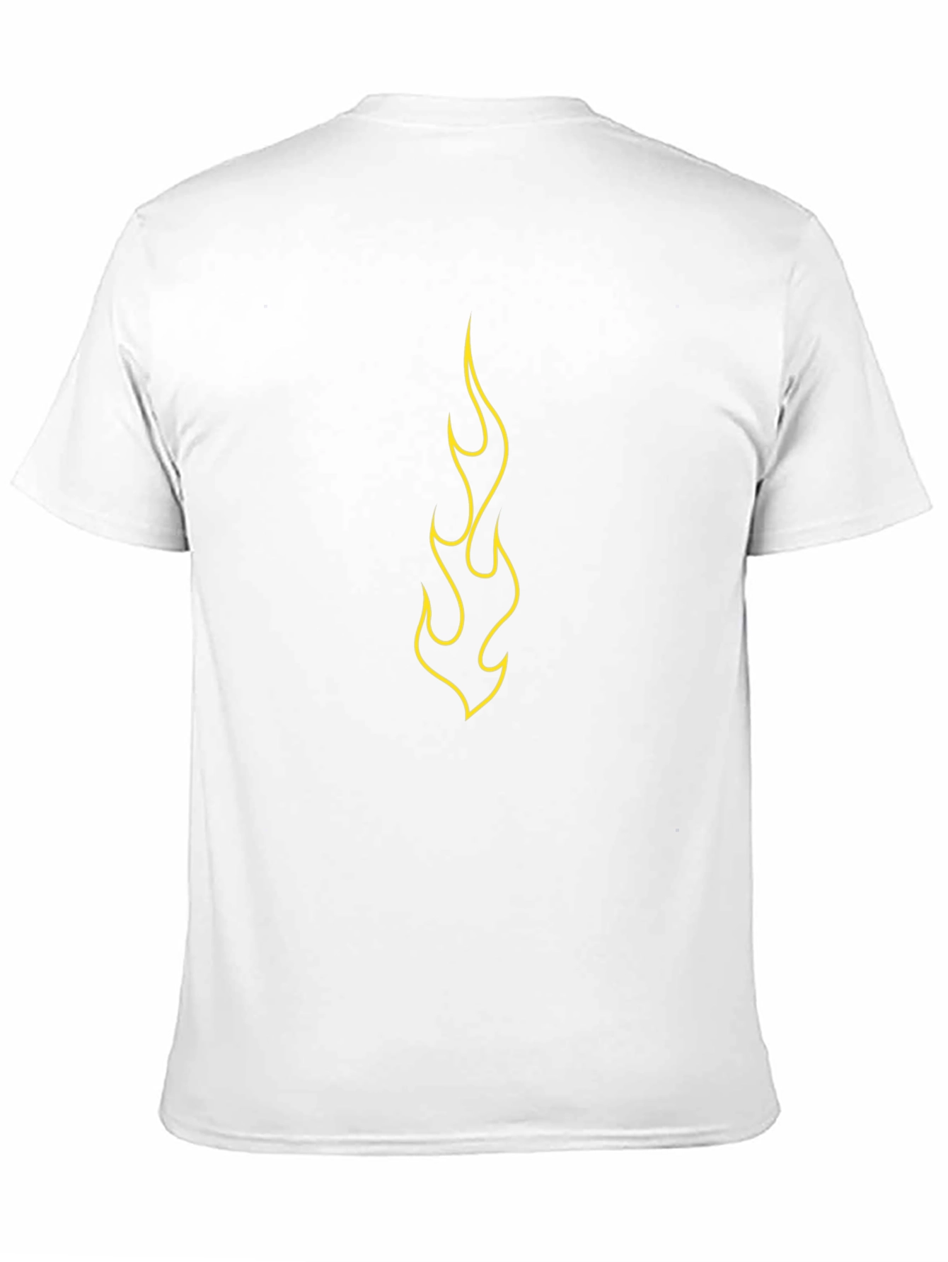 Black Men's Black T-Shirt with Yellow Flame Design view 11