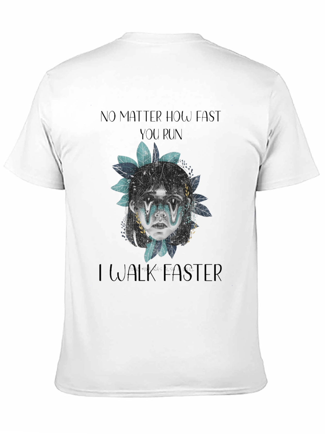 Black Humorous "I Walk Faster" Graphic Tee view 11