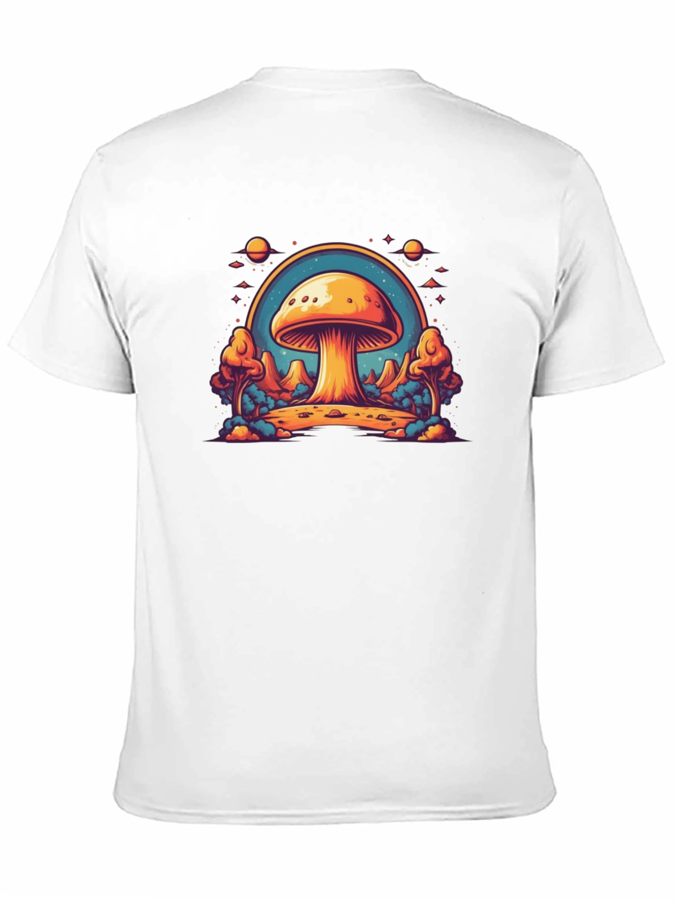 Black Psychedelic Mushroom T-Shirt - Trippy Space Design view 11