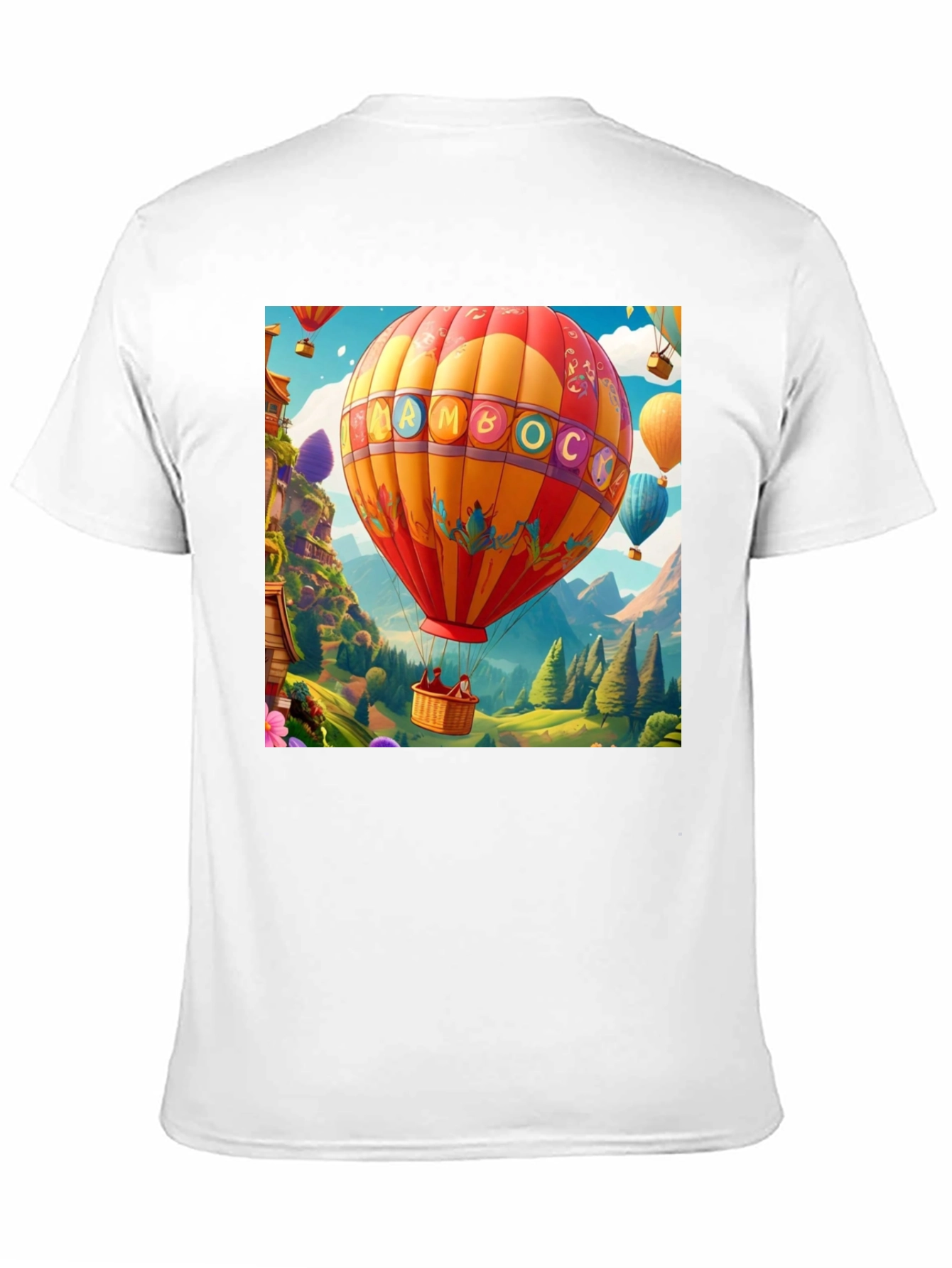 Black Cartoon Hot Air Balloon Graphic Tee view 11