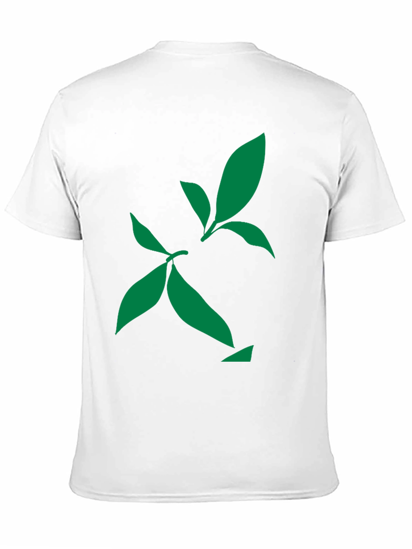 Black Green Leaf Design Black T-Shirt view 11