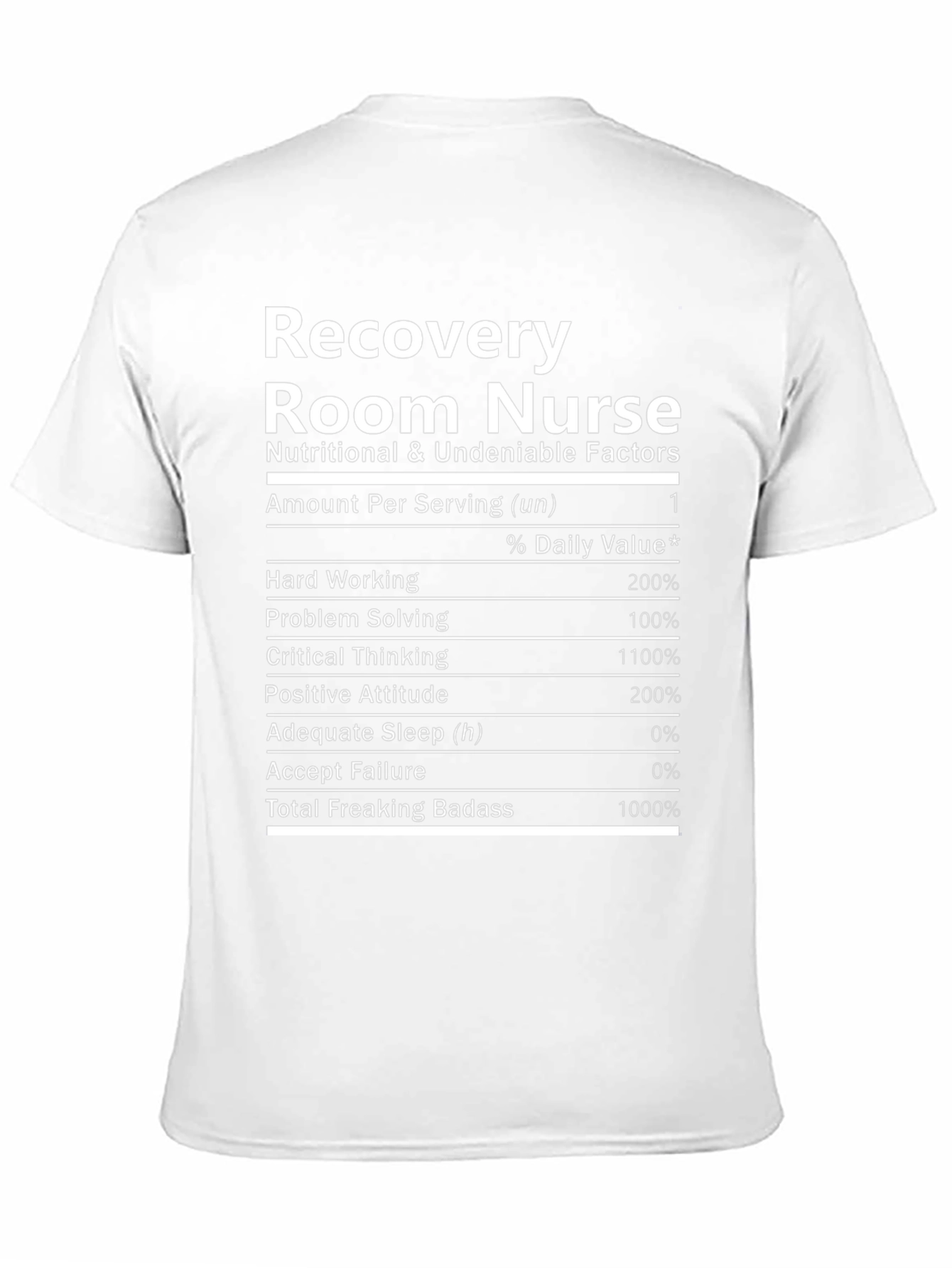 Black Recovery Room Nurse Nutritional Facts Black T-Shirt view 11
