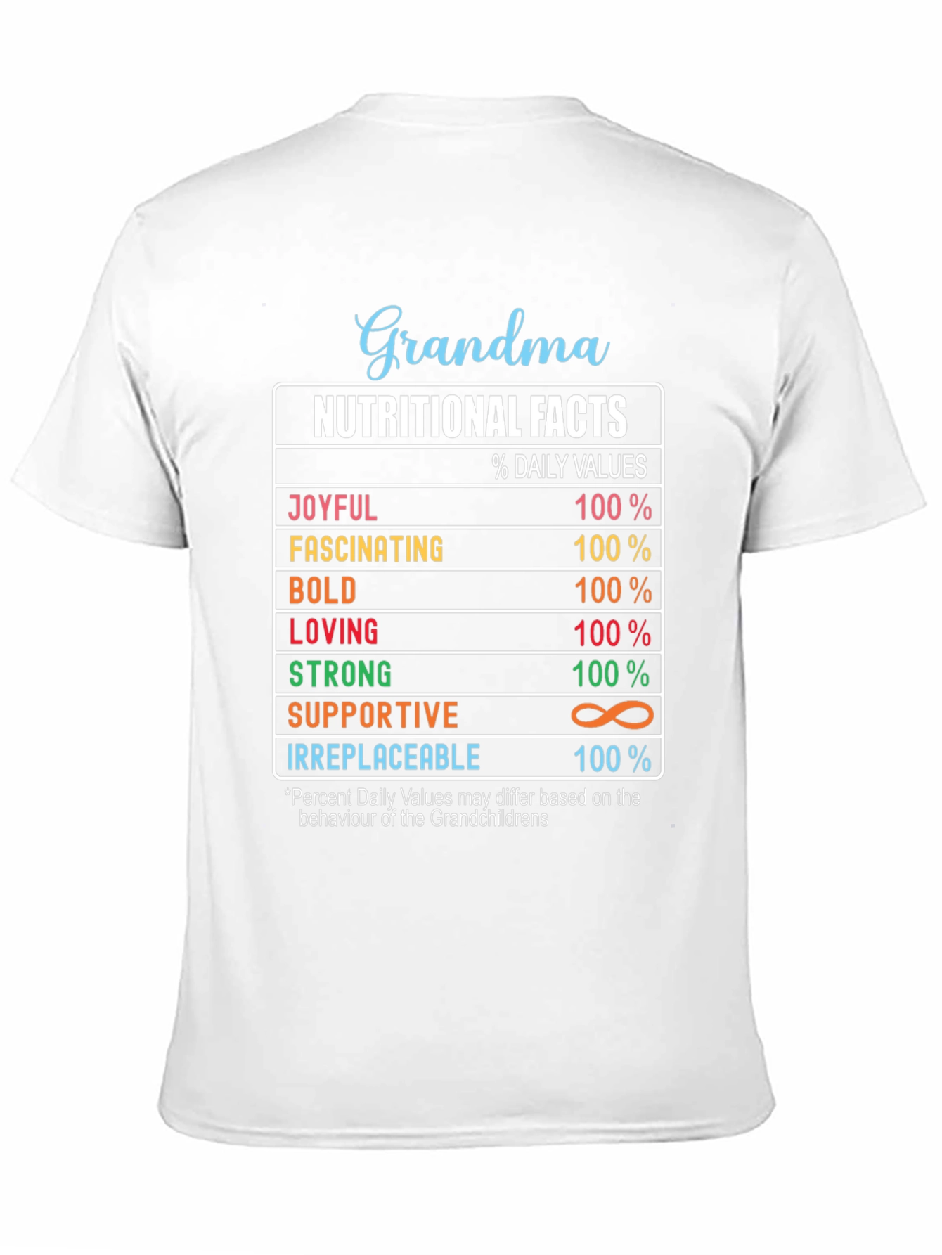 Black Grandma Nutritional Facts Graphic T-Shirt view 11