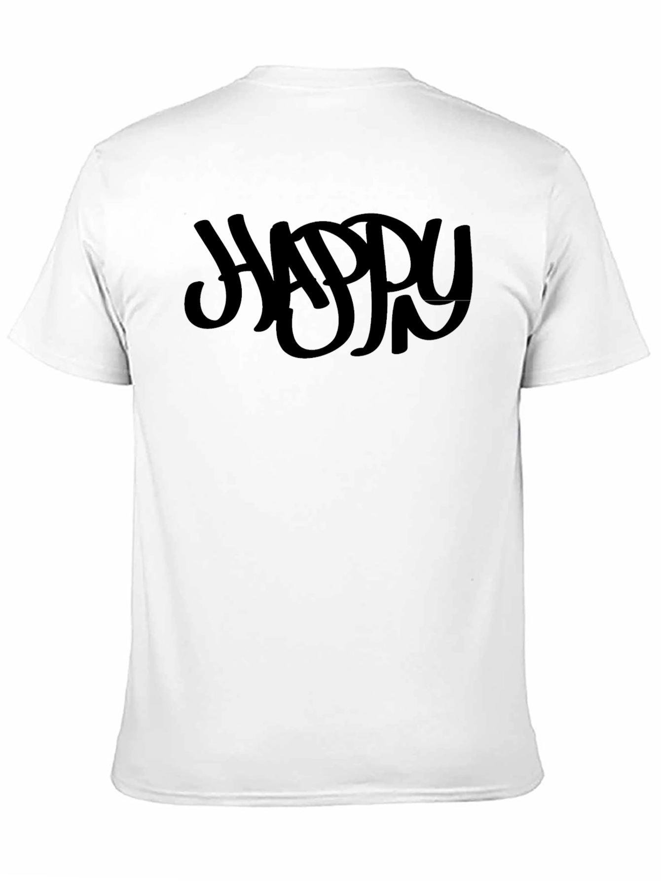 Black Men's Black Graphic "Happy" Crew Neck T-Shirt view 11
