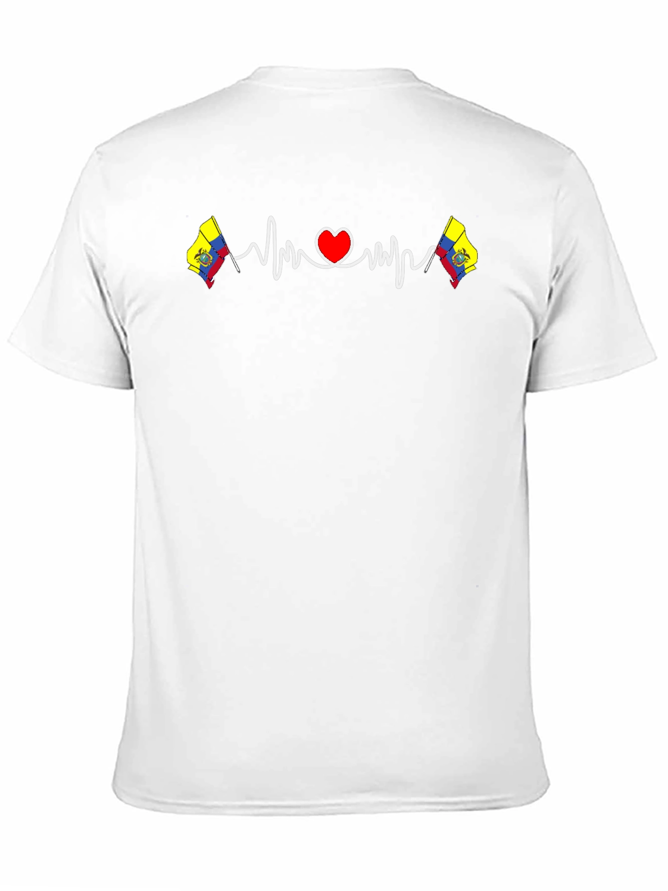 Black Ecuador Flag Heartbeat Graphic T-Shirt view 11