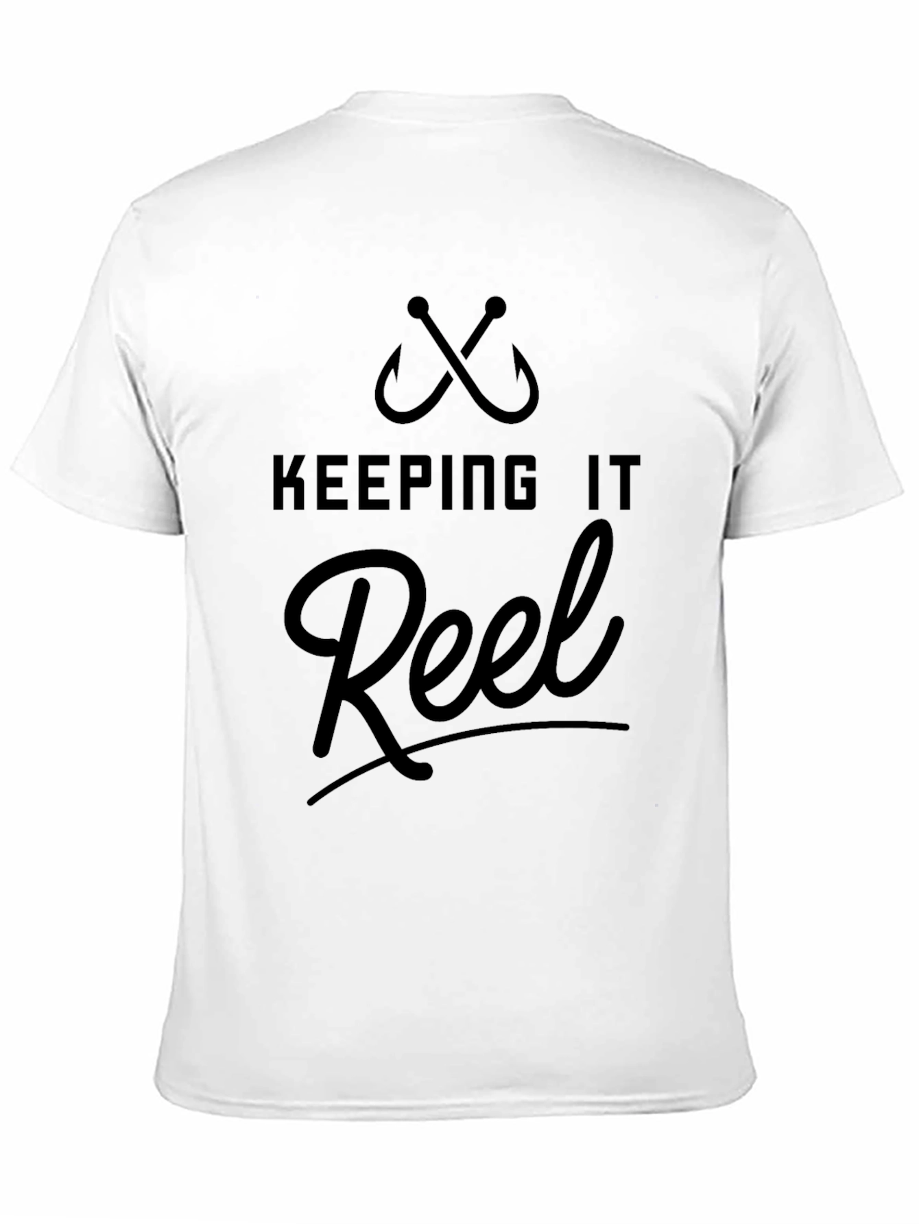 Black Keeping it Reel Black T-Shirt - Fishing Hook Design view 11