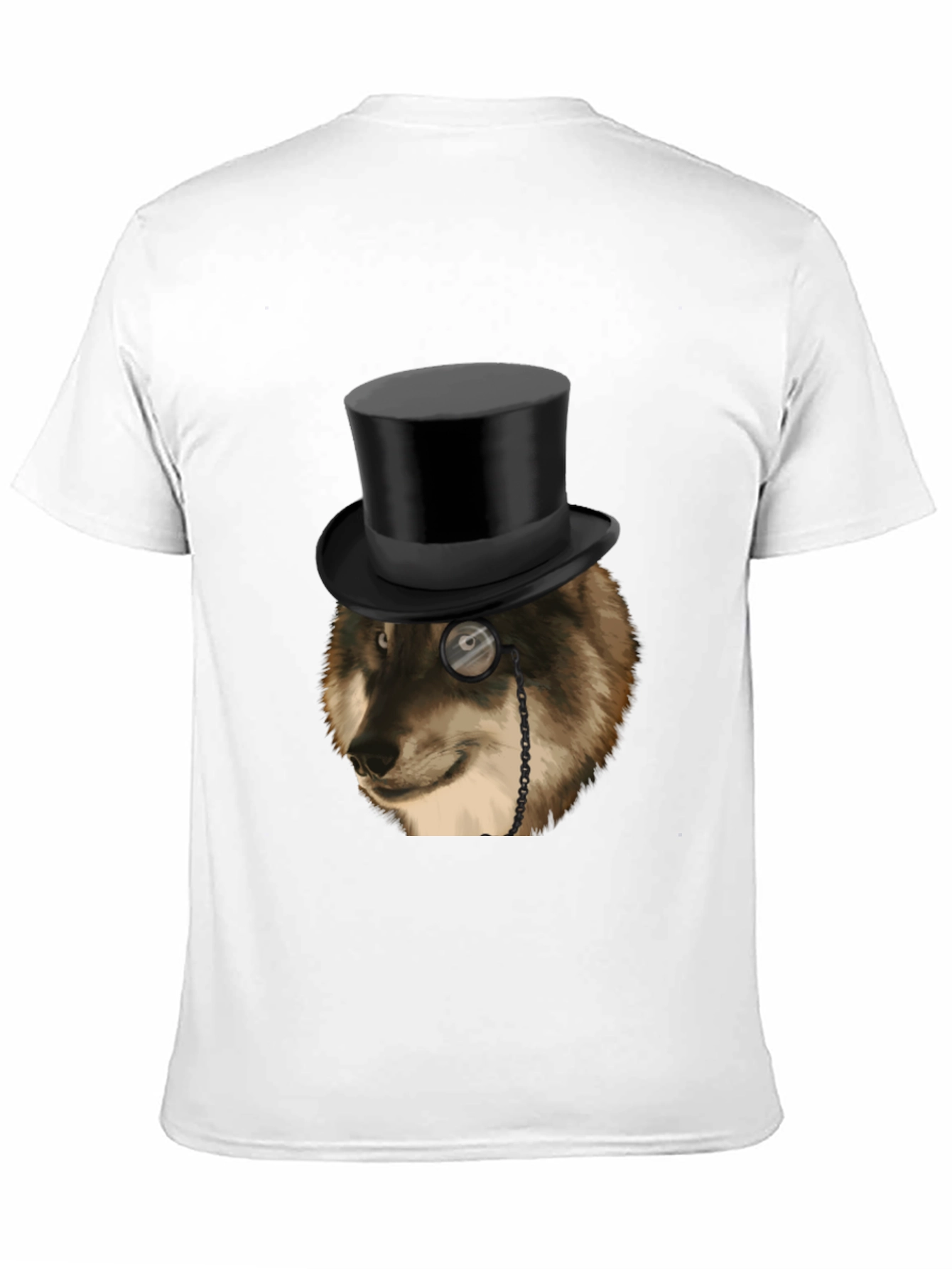 Black Wolf Top Hat Monocle Men's Black Graphic T-Shirt view 11