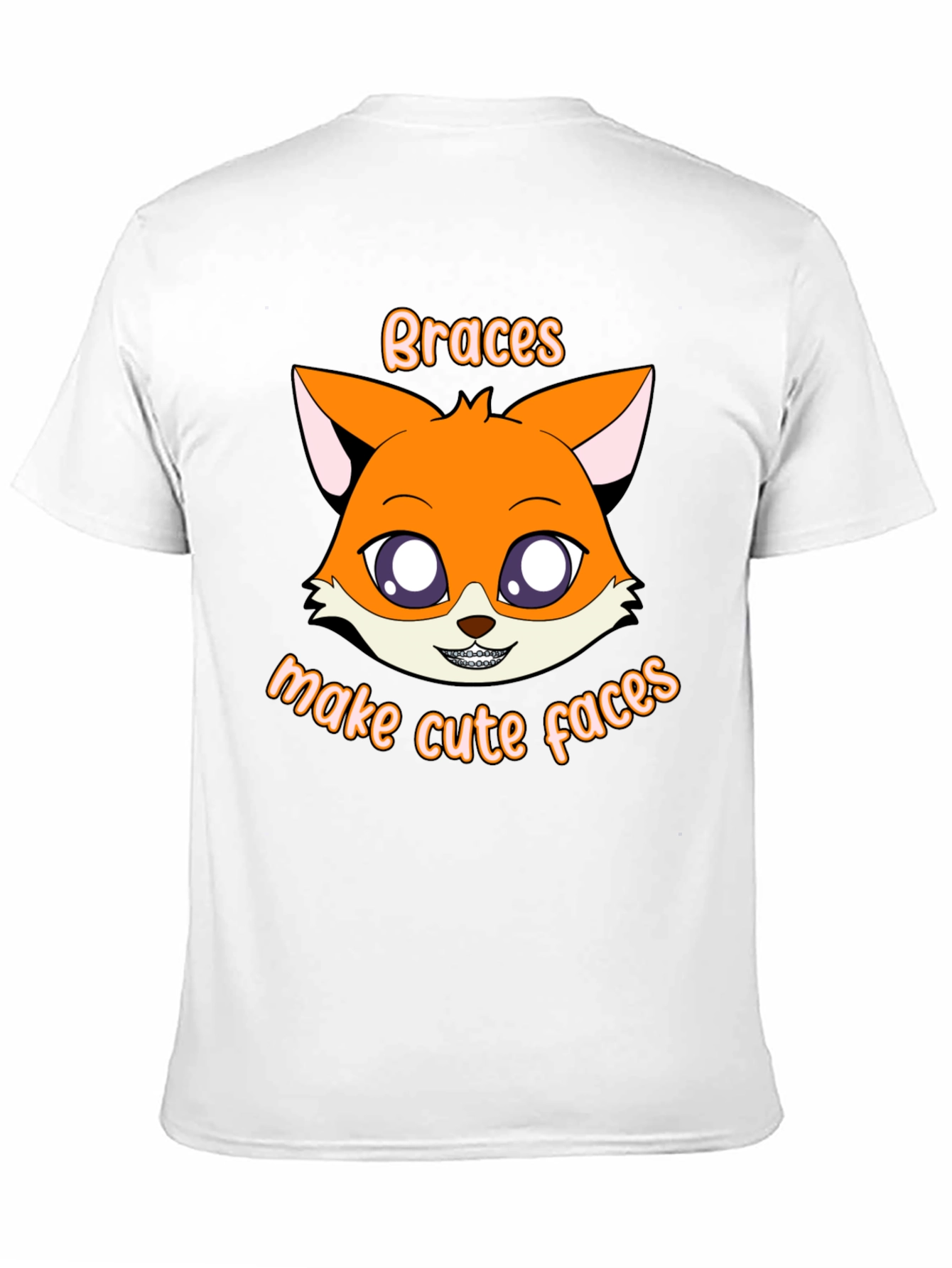 Black Cute Fox Braces T-Shirt - Make Cute Faces! view 11