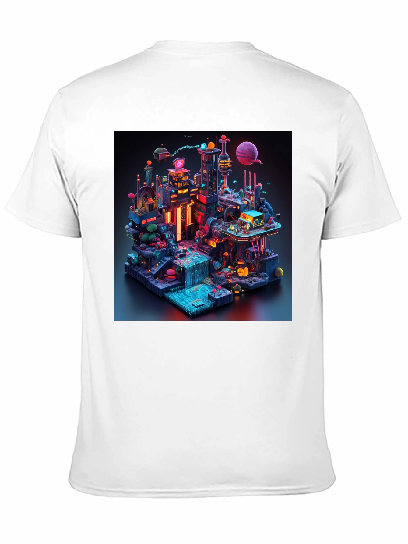 Black Futuristic Cityscape Graphic Tee view 11