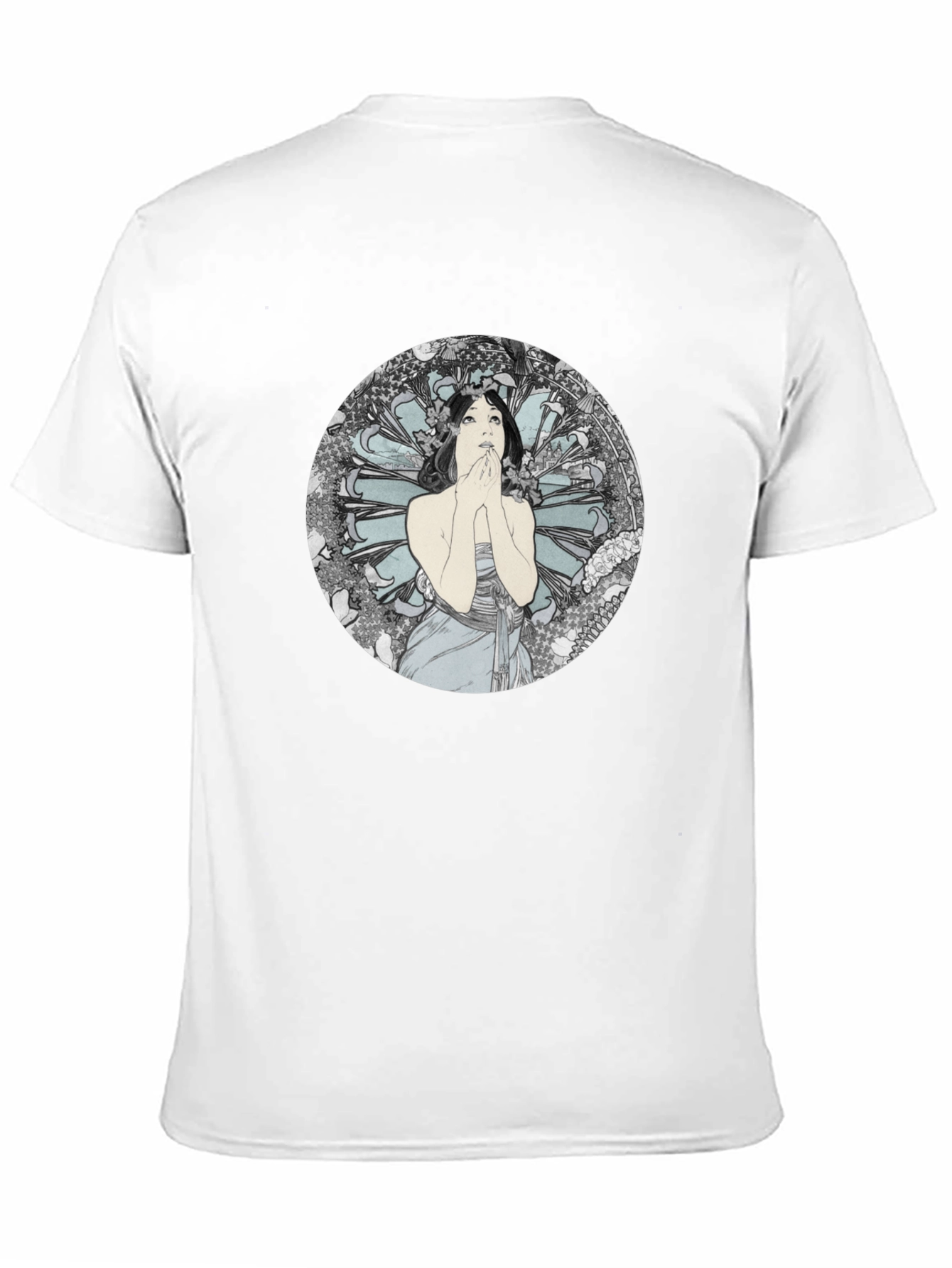 Black Art Nouveau Lady Graphic Black T-Shirt view 11