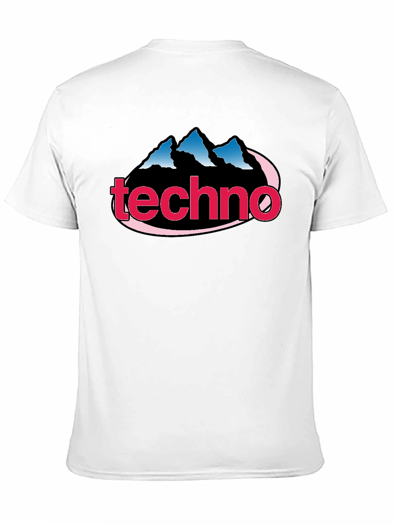 Black Techno Music Graphic Tee - Classic Style, Mountain Logo view 11