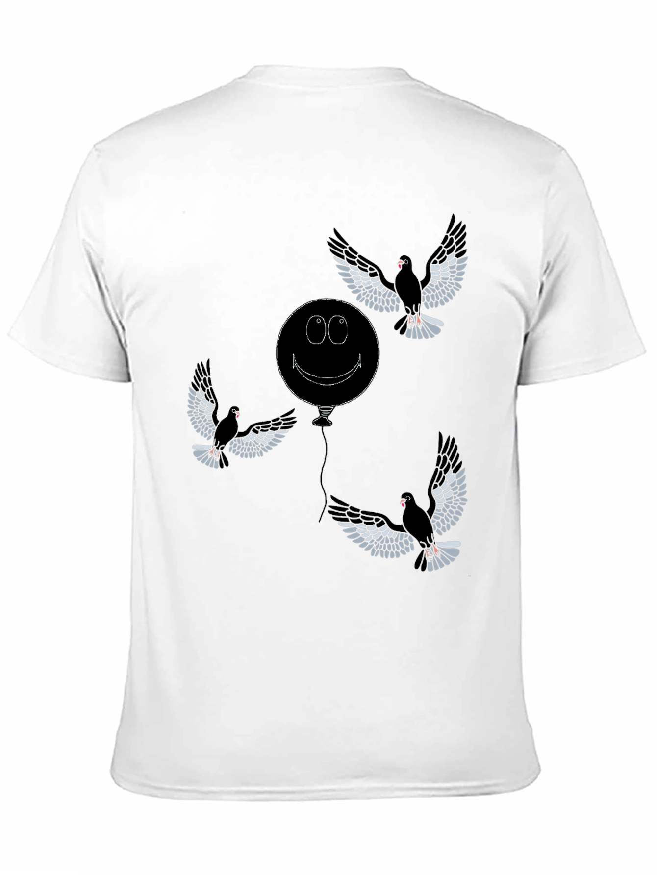 Black Whimsical Bird & Balloon Graphic T-Shirt - Black view 11