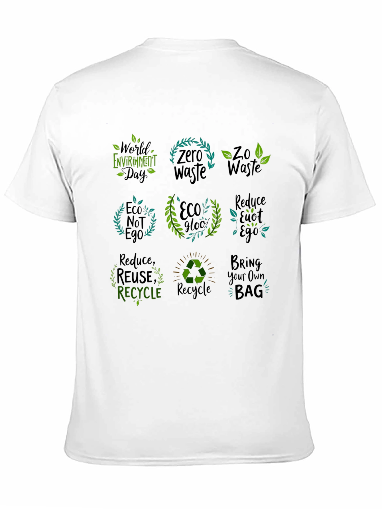 Black Eco-Friendly Graphic T-Shirt - Zero Waste & Recycling Design view 11
