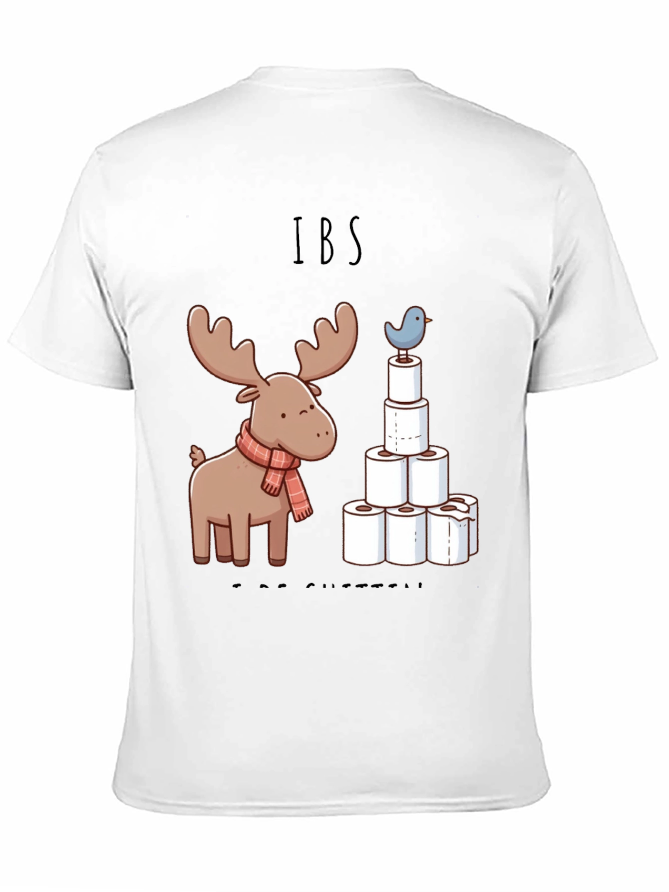 Black IBS Humor Tee - Moose and TP Tower Graphic T-Shirt view 11