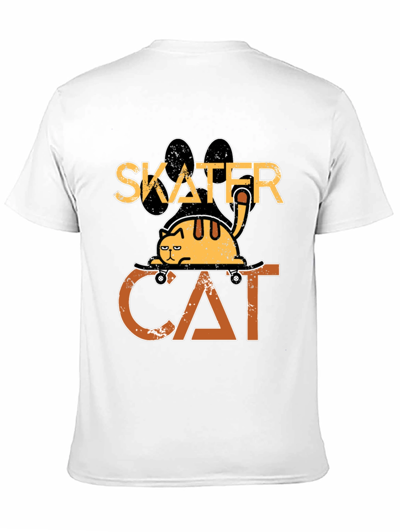 Black Skater Cat Graphic Tee - Cool & Funny Cat T-Shirt view 11