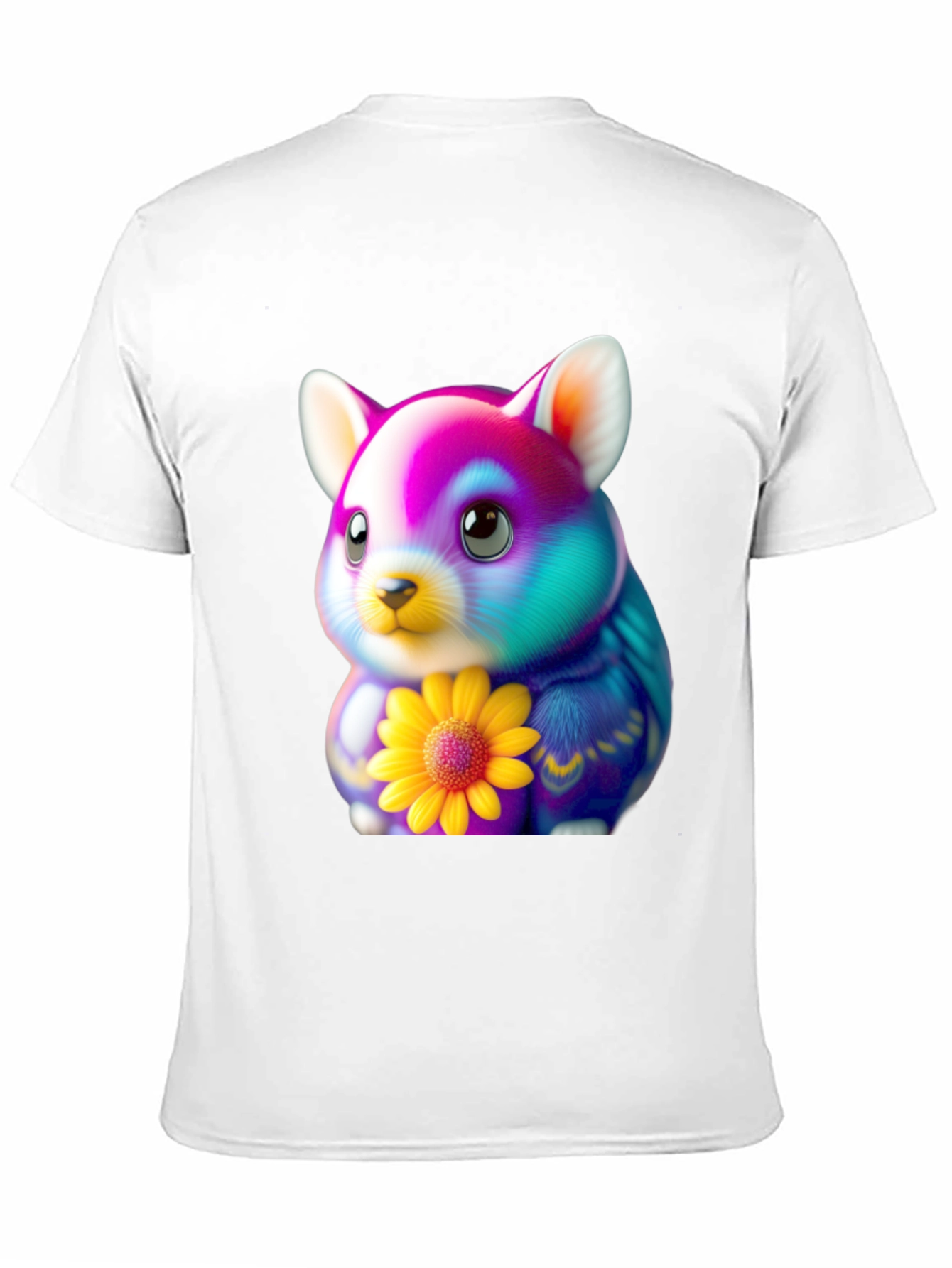 Black Cute Hamster T-Shirt with Sunflower Graphic view 11