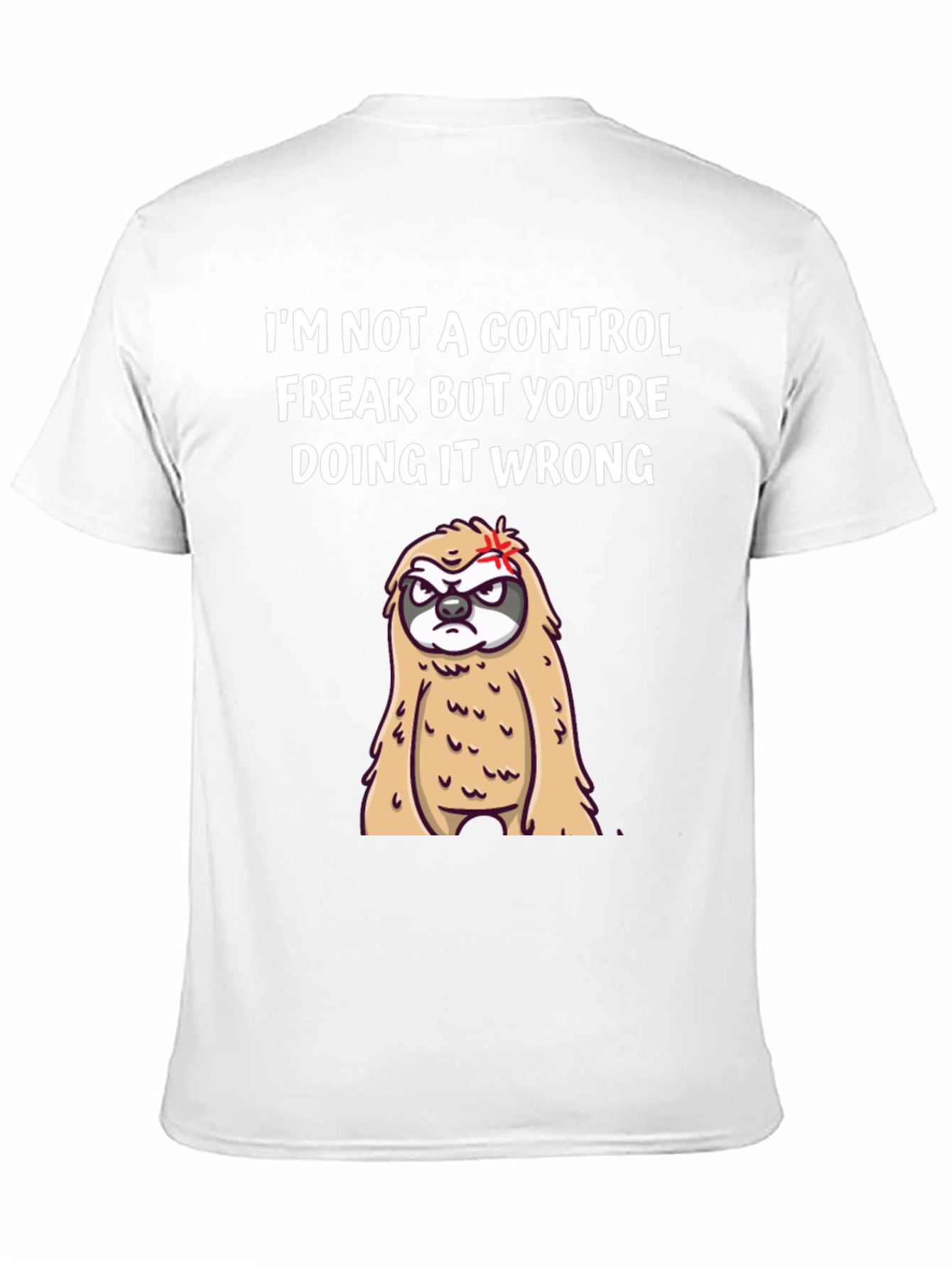 Black Control Freak Sloth Graphic T-Shirt - Funny Slogan Tee view 11