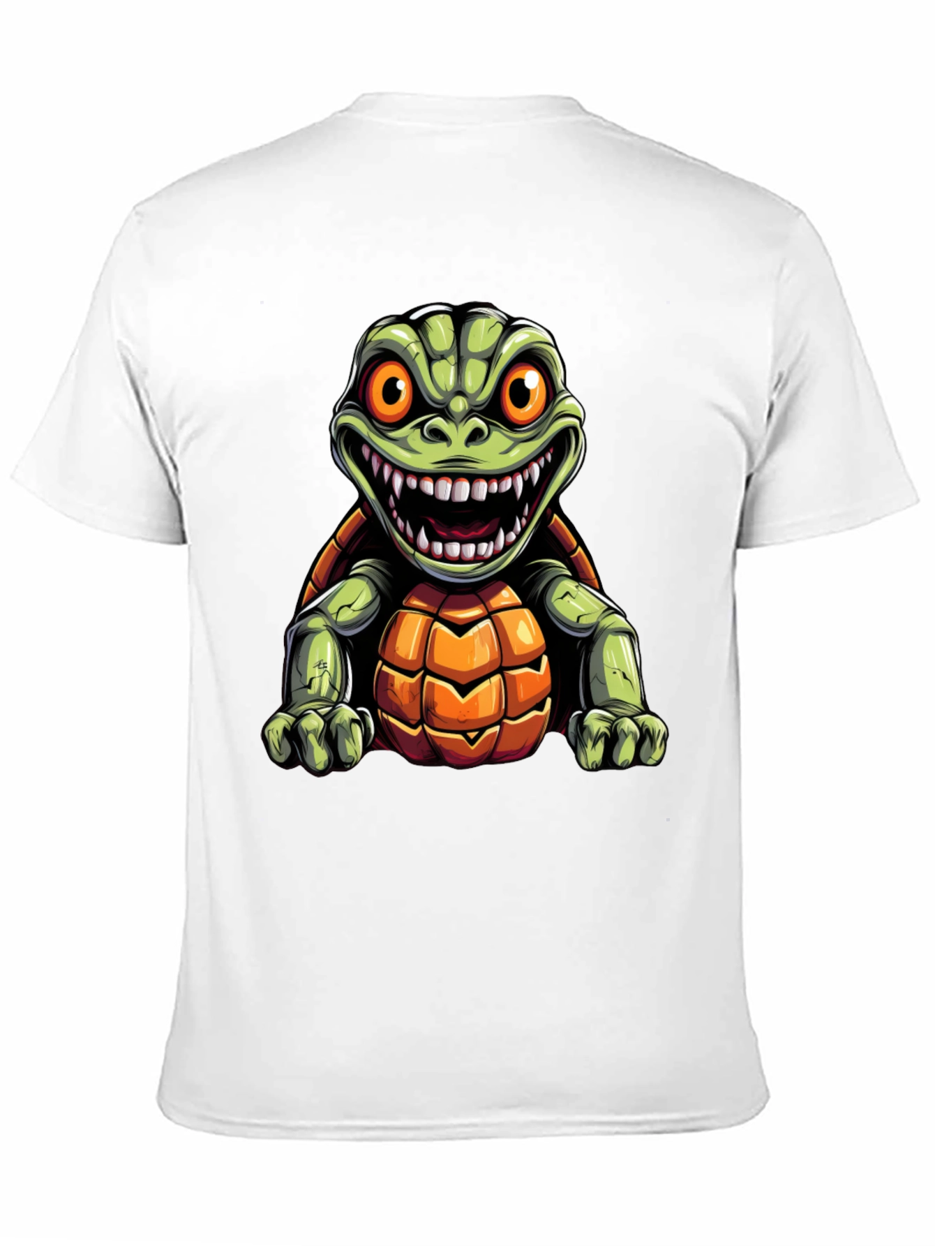Black Men's Black T-Shirt with Cartoon Turtle Graphic view 11
