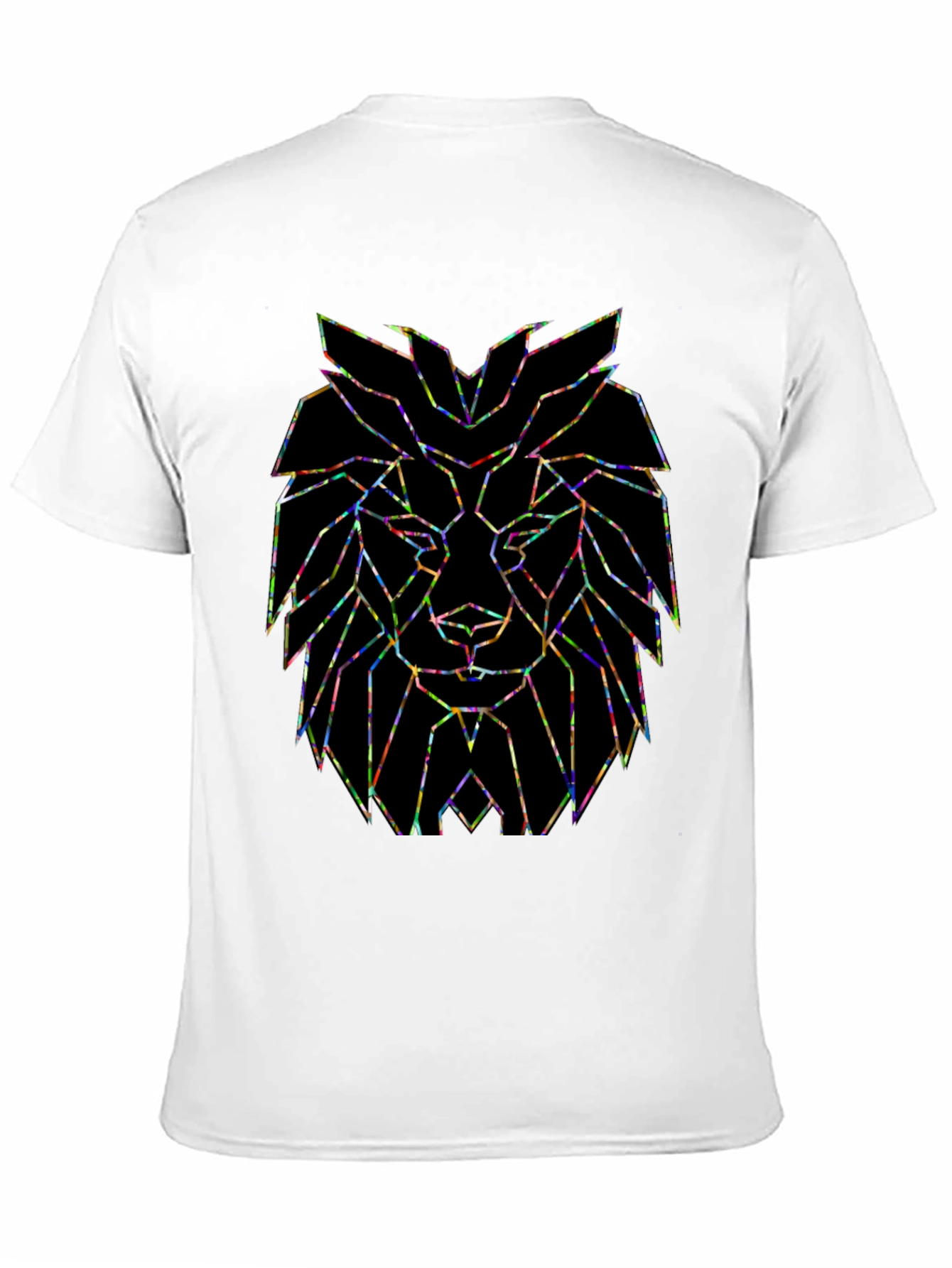 Black Geometric Lion Head Graphic Tee - Modern Art Design view 11