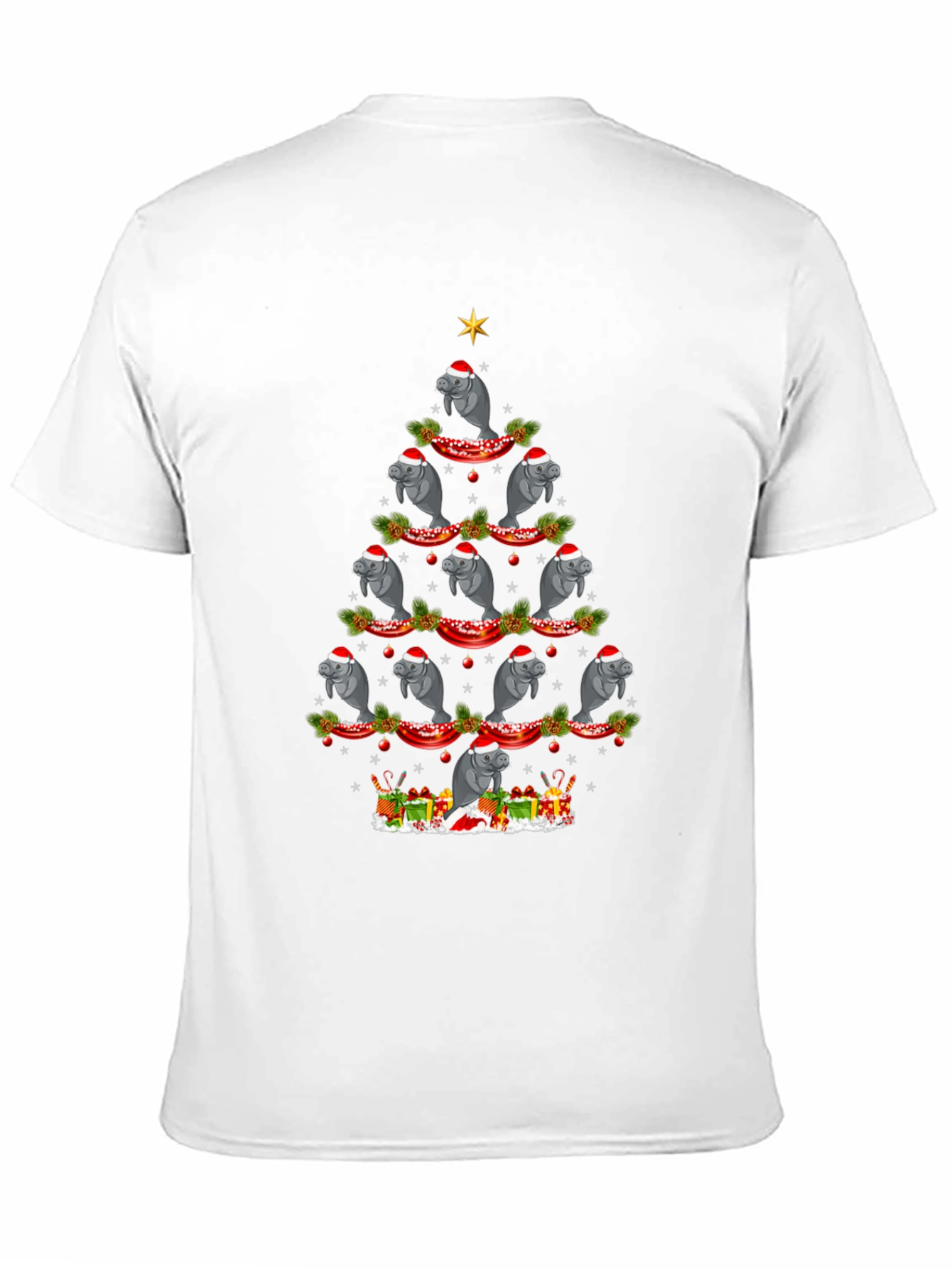 Black Manatee Christmas Tree Graphic Tee - Holiday Fun view 11
