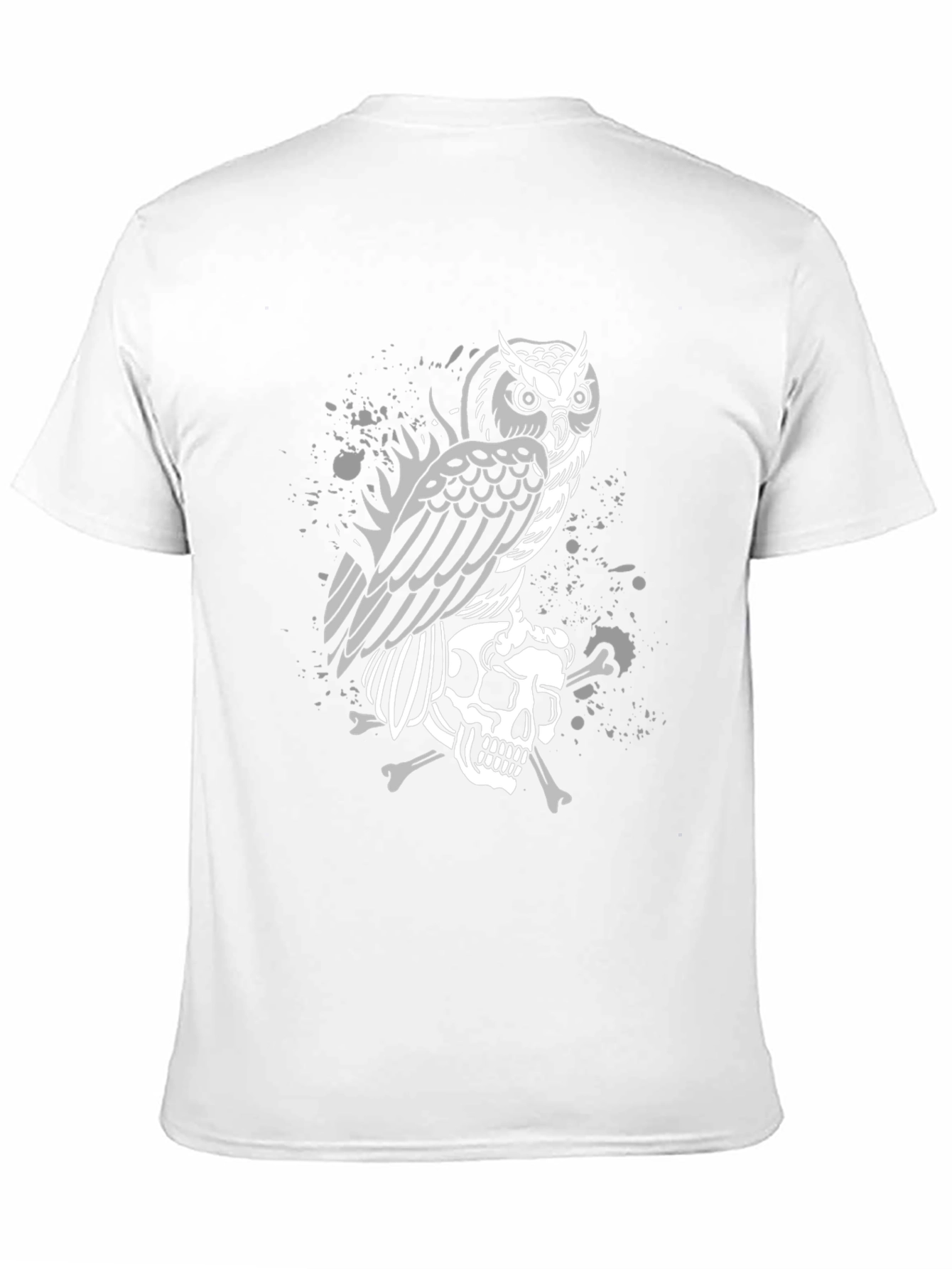 Black Owl & Skull Graphic Tee - Black Cotton T-Shirt view 11