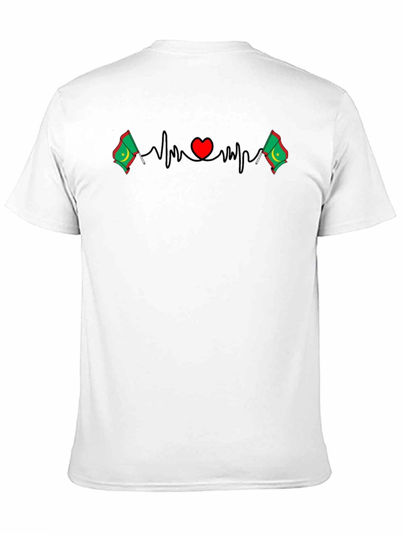Black Heartbeat Mauritania Flag T-Shirt - Black view 11