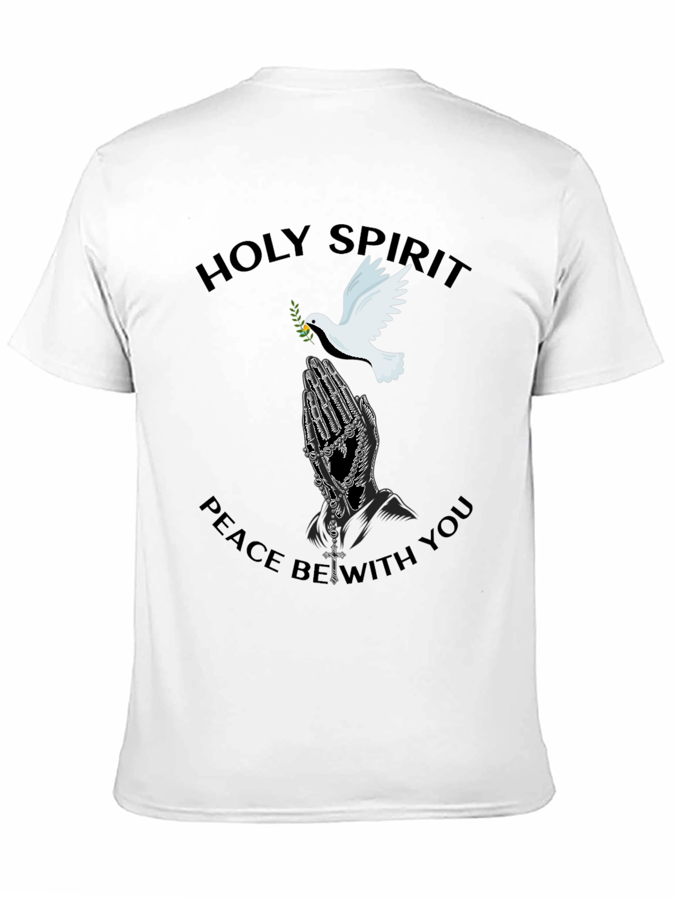 Black Holy Spirit Dove Graphic Black T-Shirt view 11