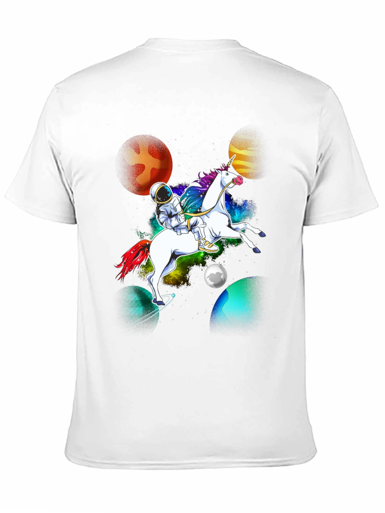Black Astronaut Unicorn Galaxy T-Shirt view 11