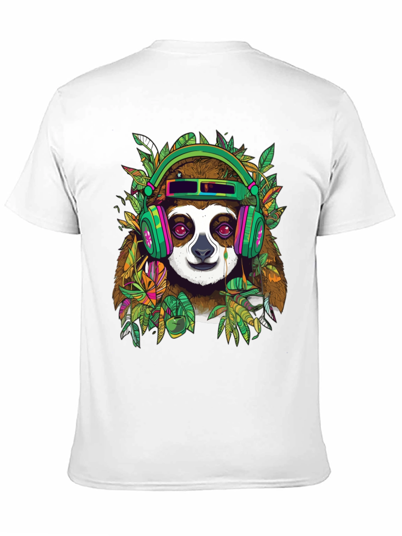 Black Sloth in Headphones Graphic Tee view 11