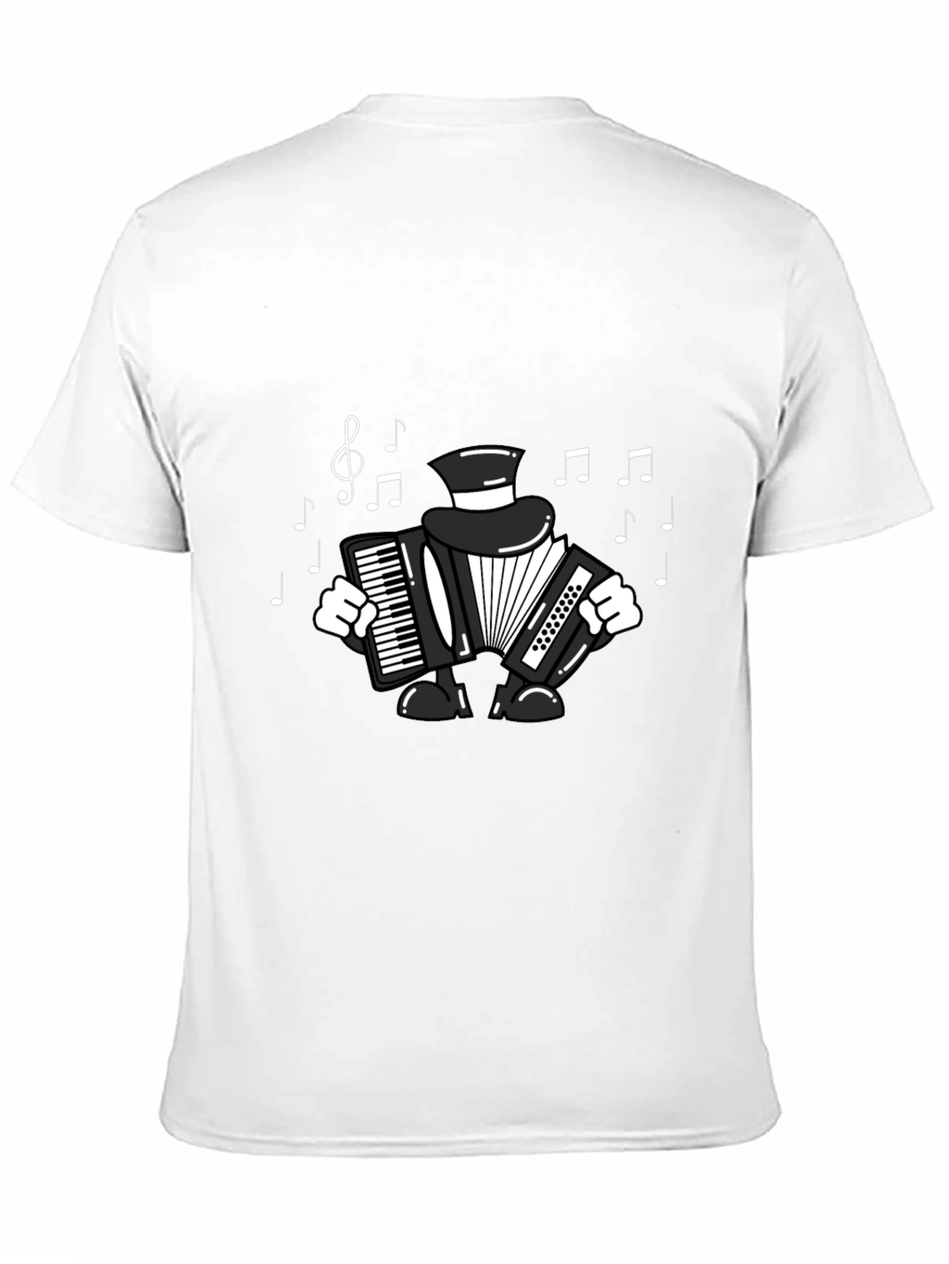 Black Accordion Player T-Shirt - Musical Design view 11