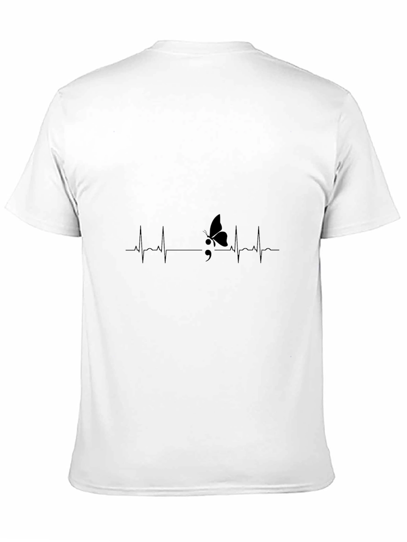Black Heartbeat Semicolon Butterfly Graphic Tee view 11