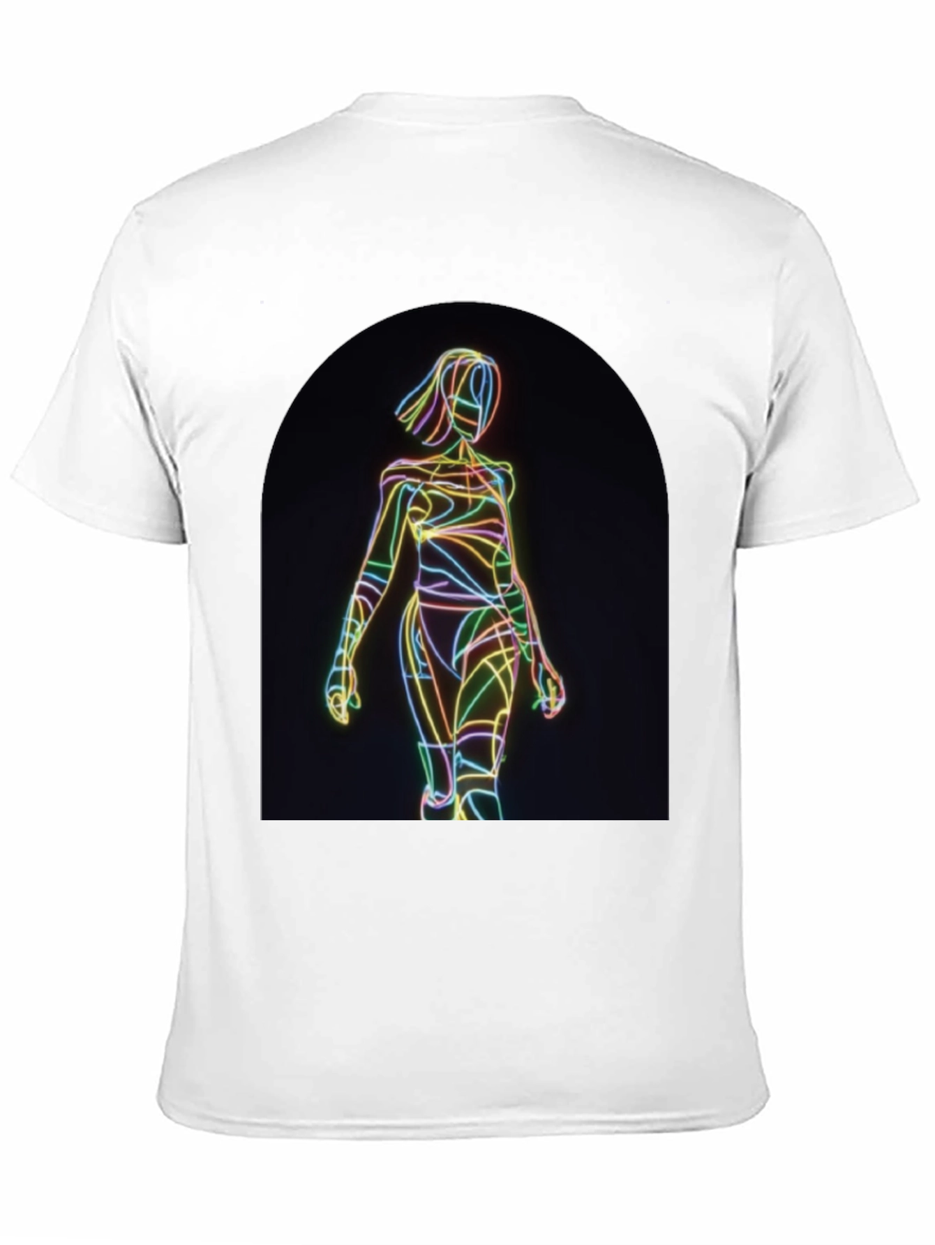 Black Neon Line Art Graphic Black T-Shirt view 11