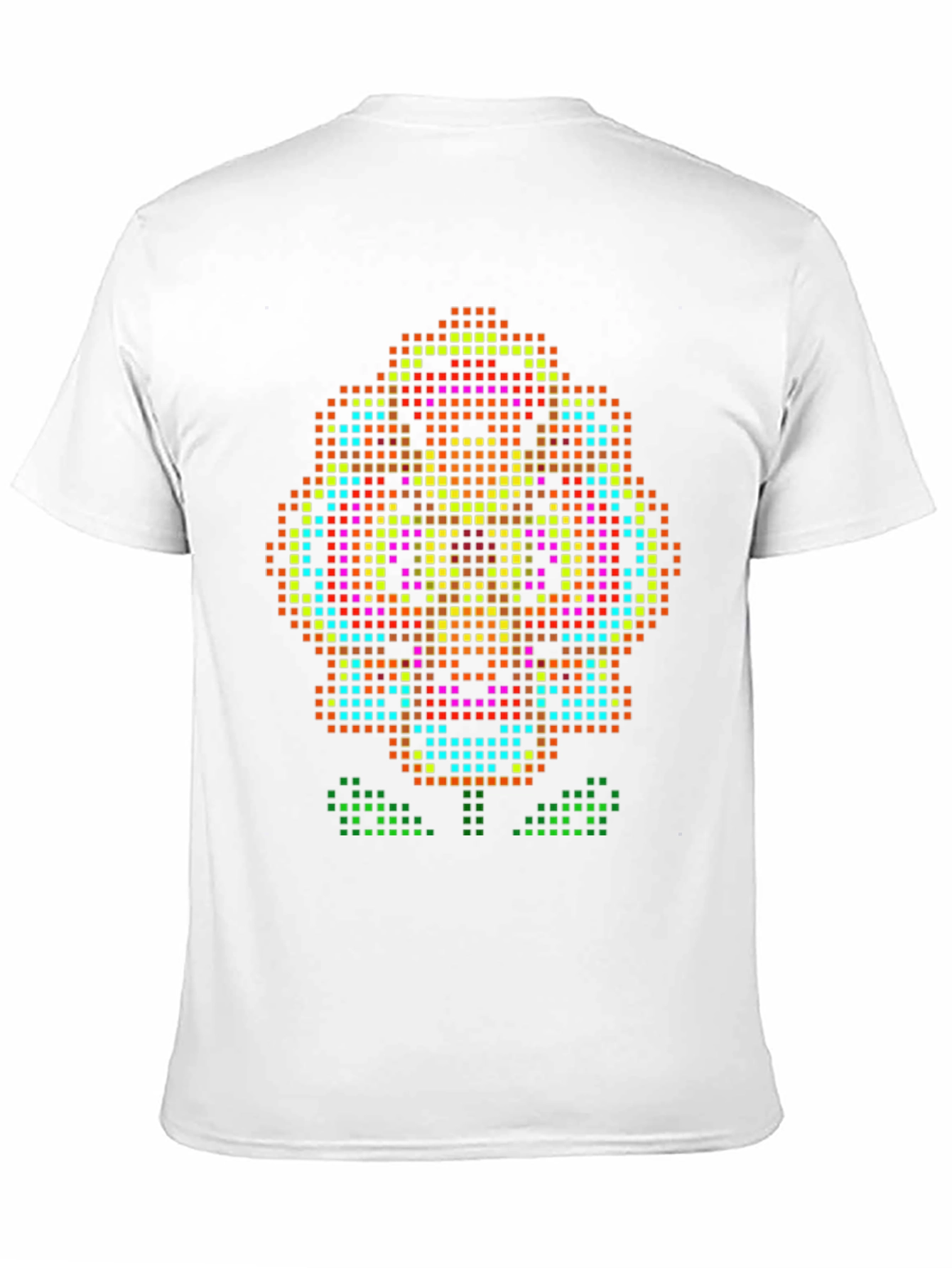 Black Pixel Art Flower T-Shirt - Retro Gaming Style Tee view 11
