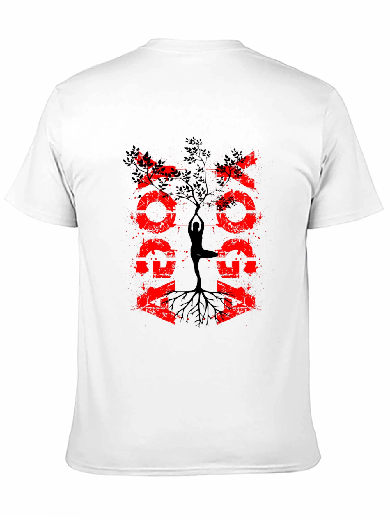 Black Yoga Tree Graphic Tee - Black Cotton Blend Shirt view 11