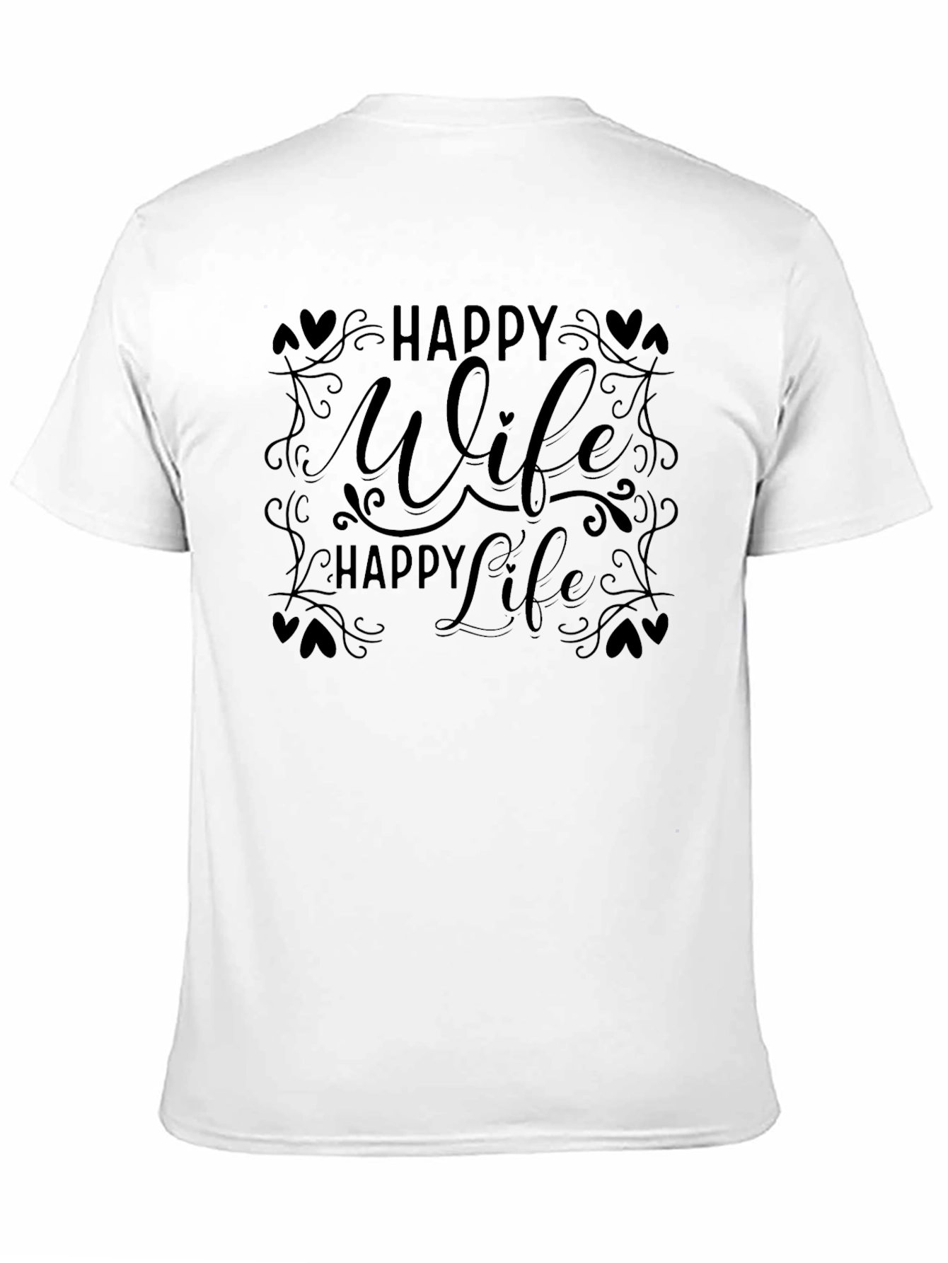 Black Happy Wife Happy Life T-Shirt, Men's Black Graphic Tee view 11