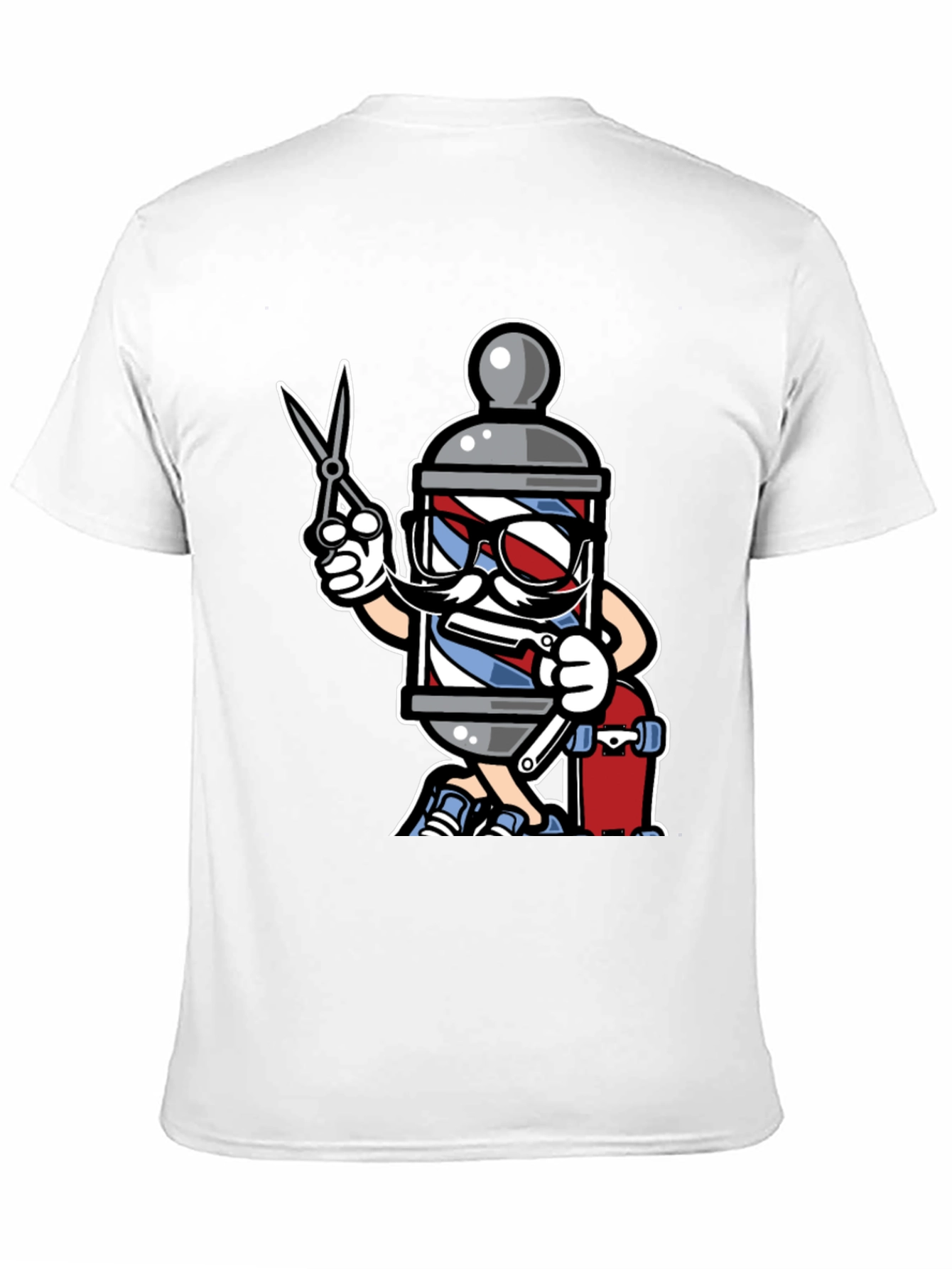 Black Barber Pole Cartoon T-Shirt - Cool Barbershop Style view 11