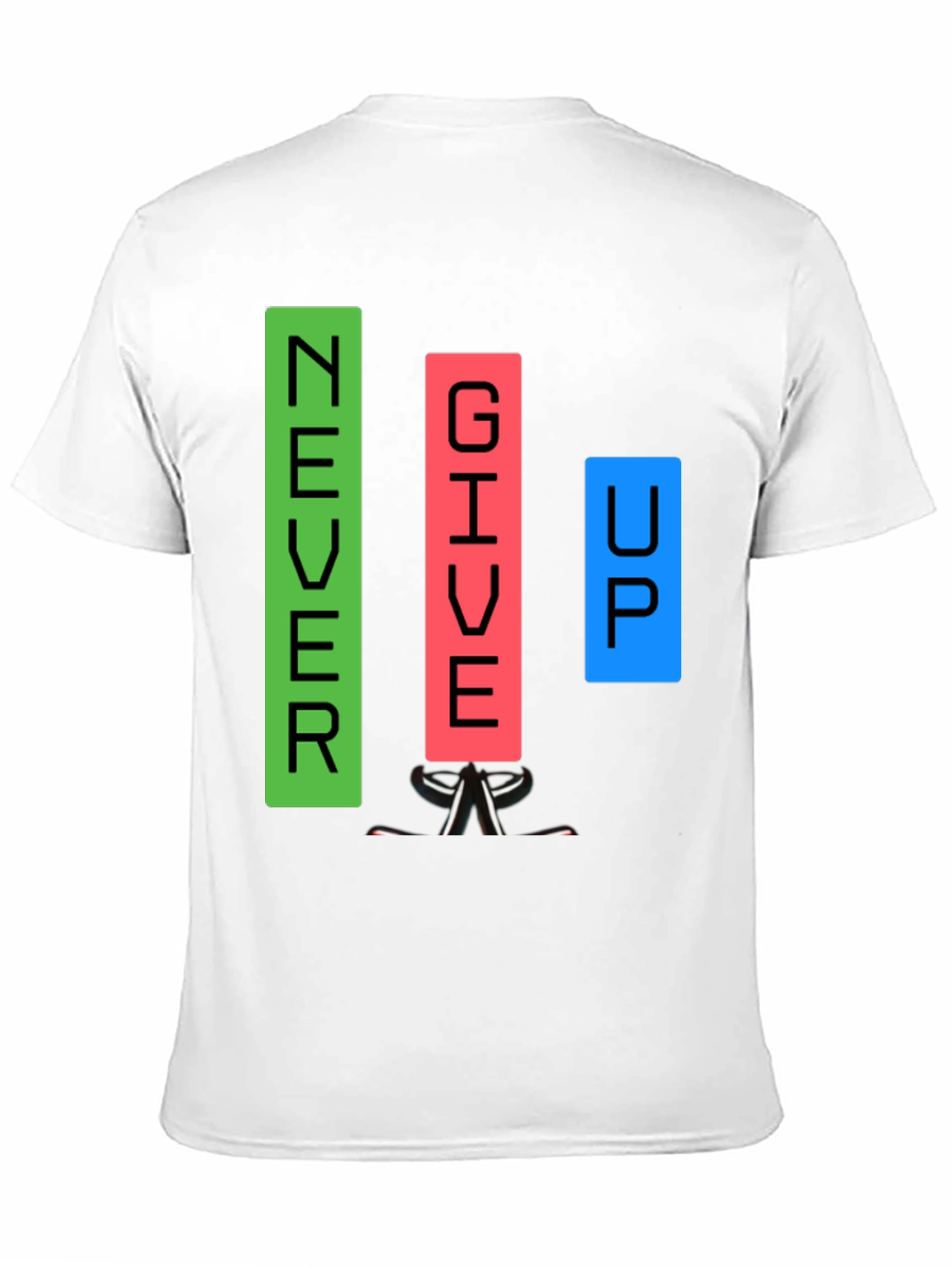 Black Never Give Up Graphic T-Shirt view 11