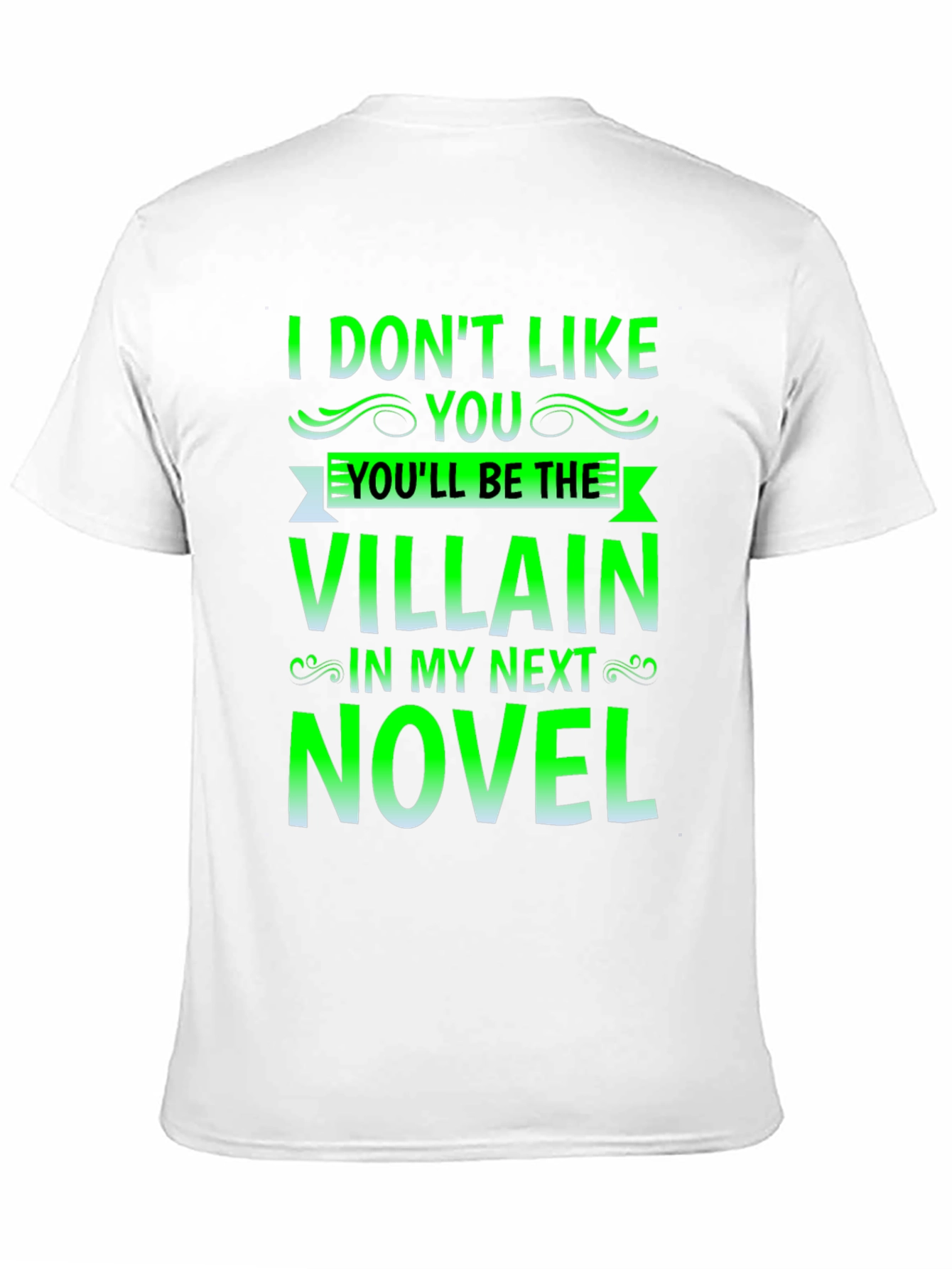 Black Villain Novel Black T-Shirt - Funny Writer Tee view 11