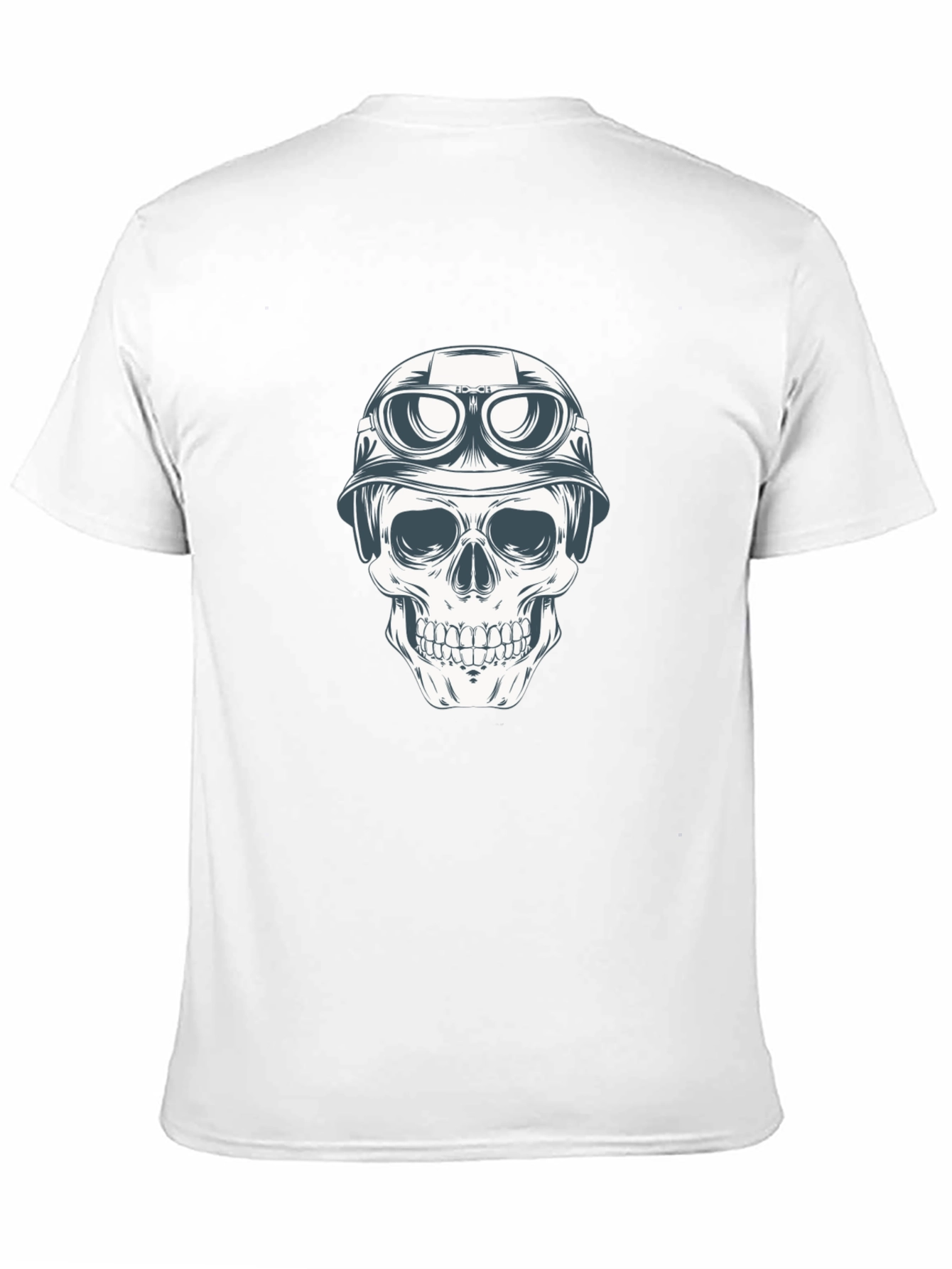 Black Skull in Helmet Graphic Tee - Black Cotton T-Shirt view 11