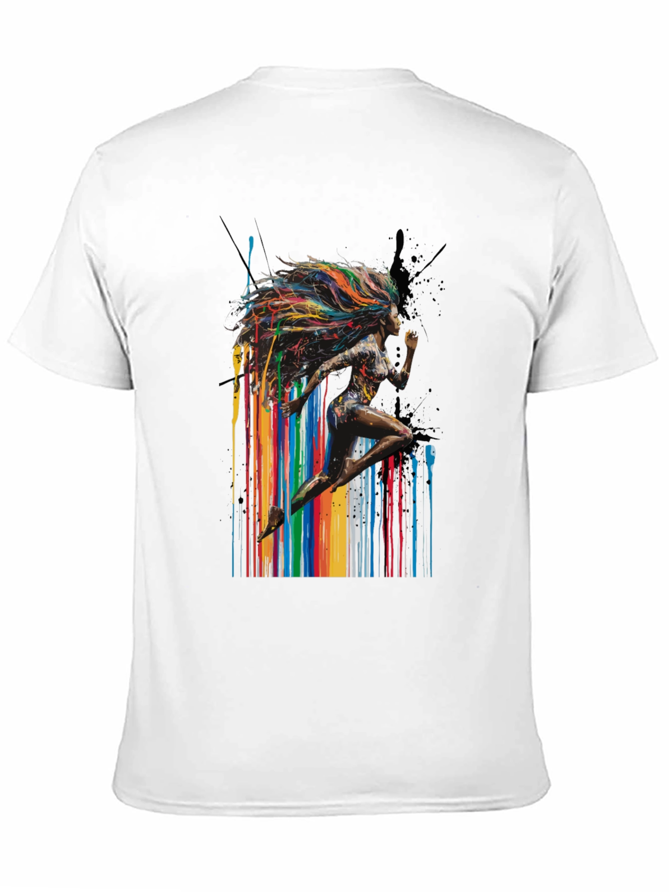 Black Colorful Runner Graphic Black T-Shirt view 11