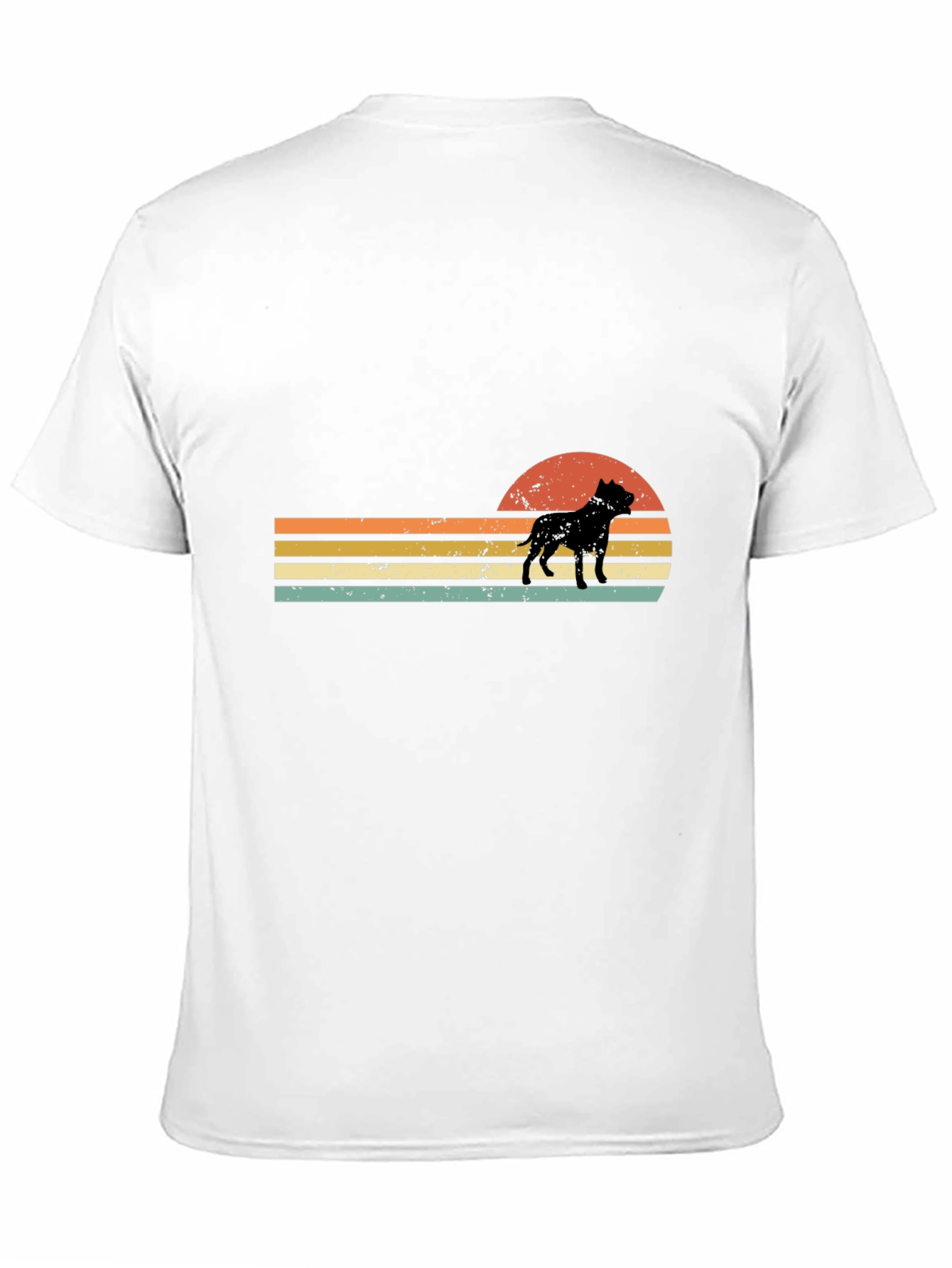 Black Retro Pitbull Sunset T-Shirt view 11
