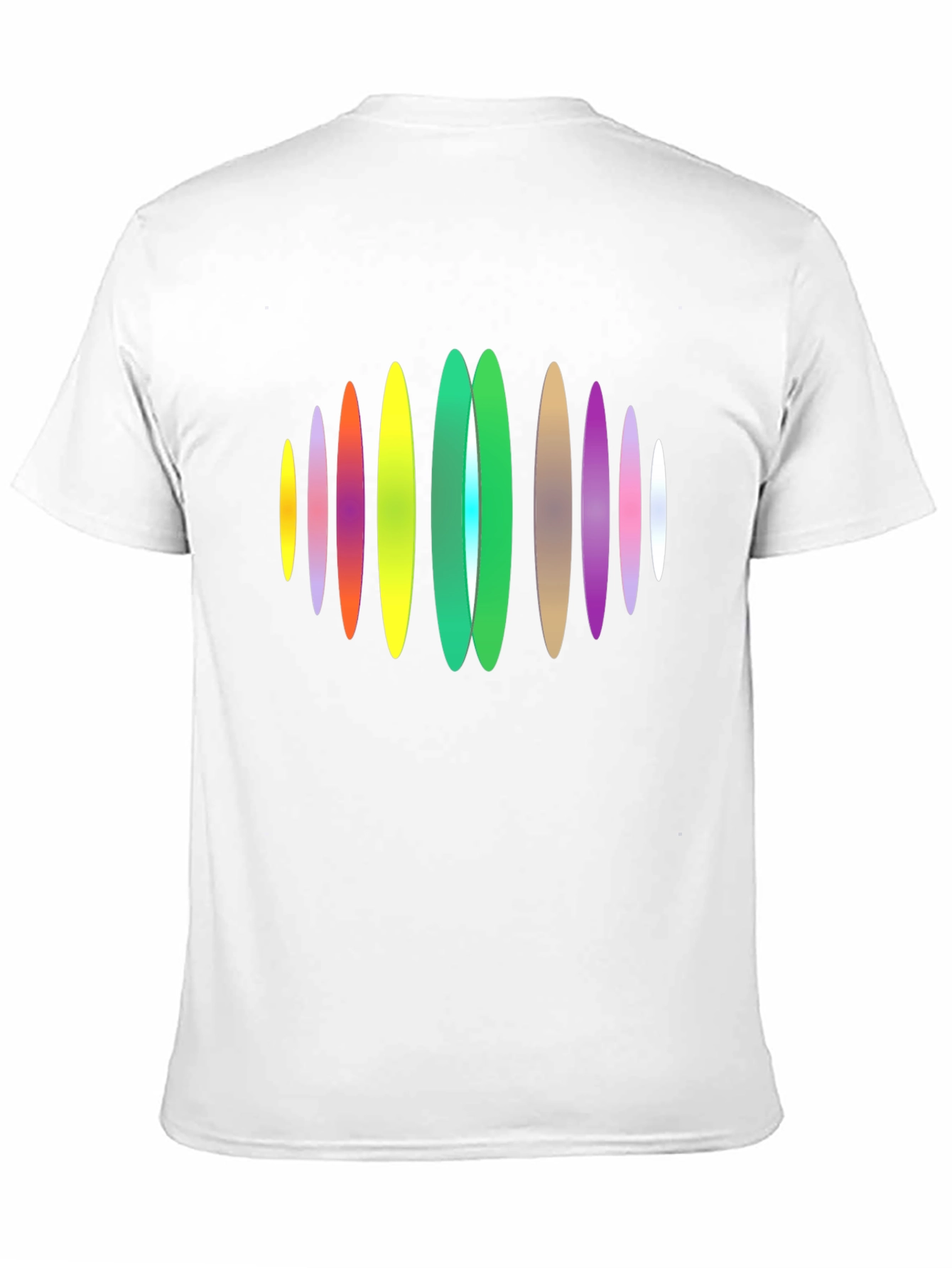 Black Abstract Oval Design Black T-Shirt view 11