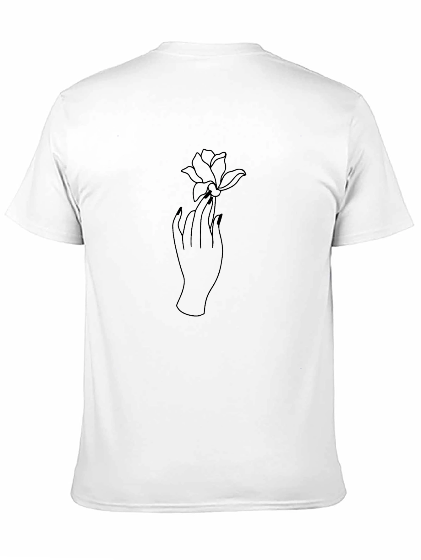 Black Minimalist Hand & Flower Graphic T-Shirt - Unisex view 11