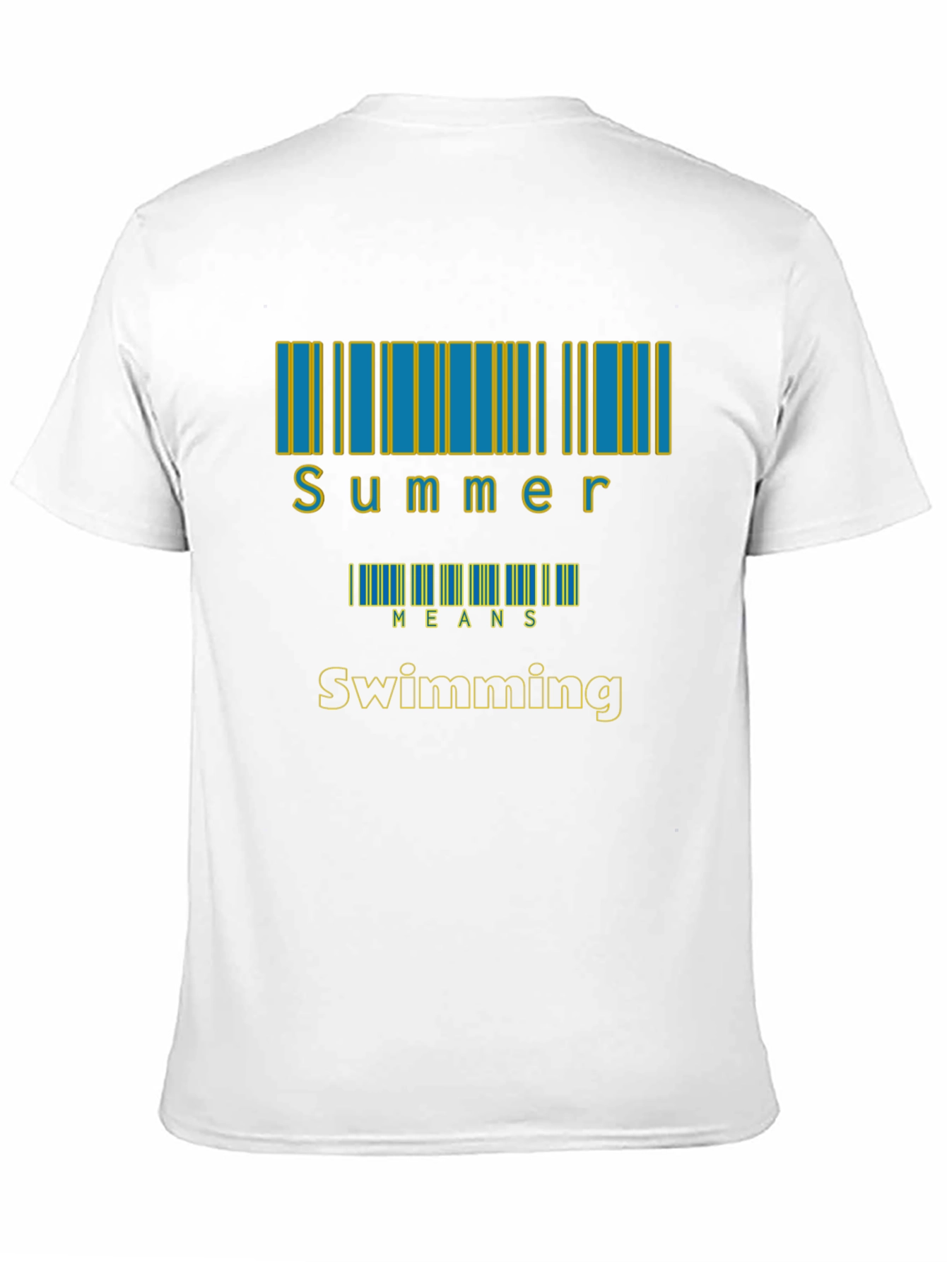 Black Summer Swimming T-Shirt, Barcode Design view 11