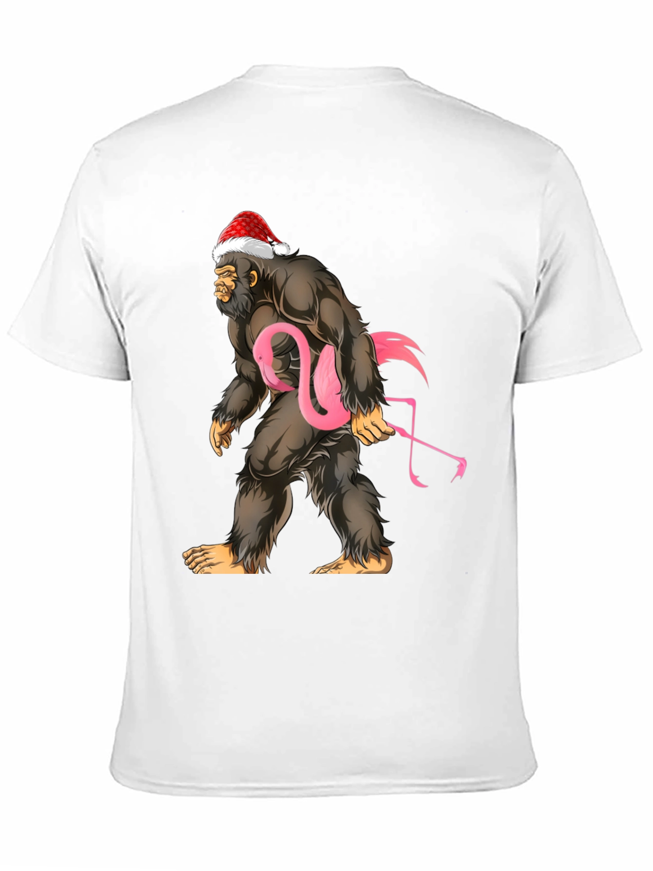 Black Bigfoot Santa Flamingo T-Shirt view 11