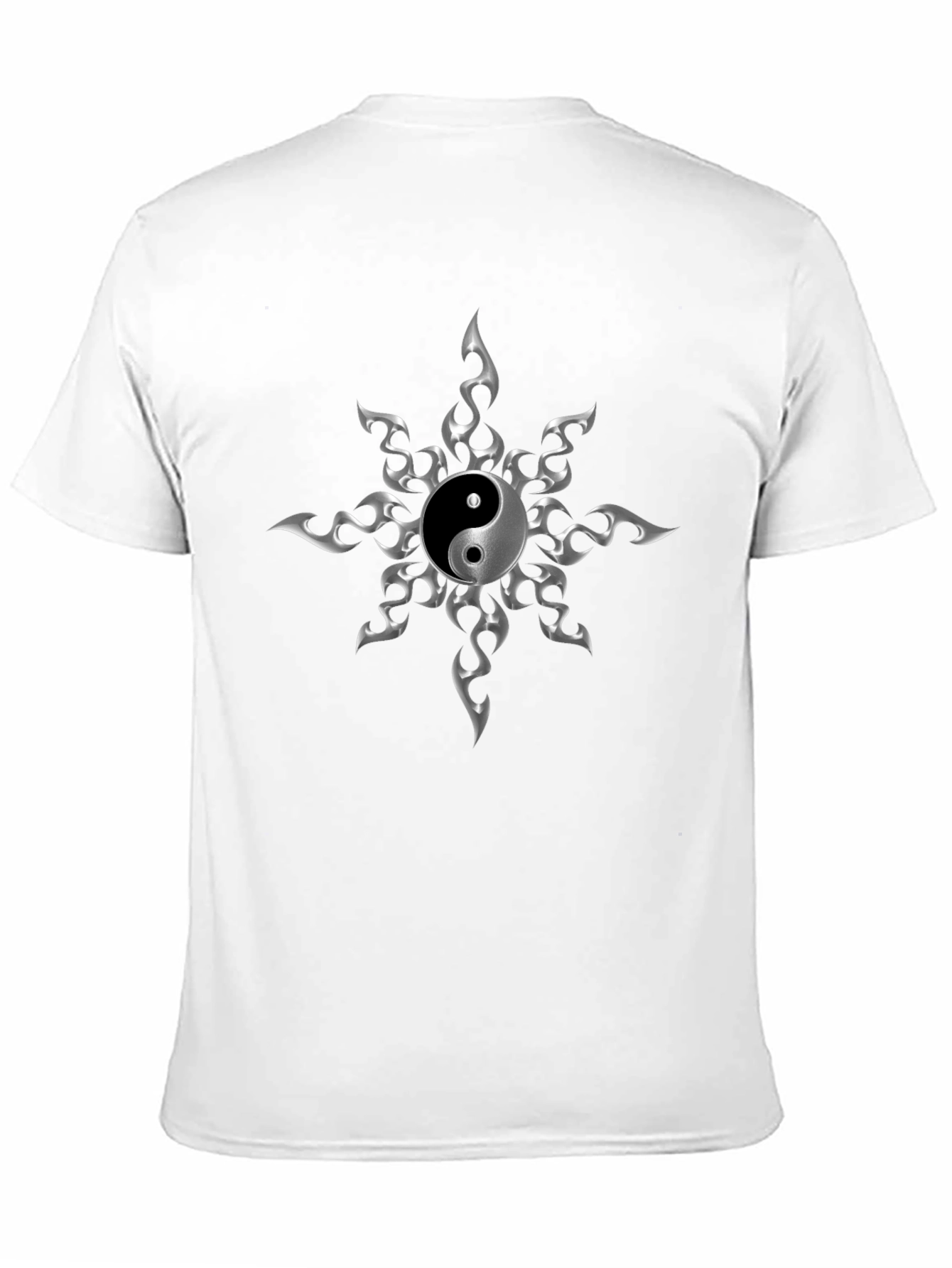 Black Yin Yang Flame Graphic T-Shirt view 11
