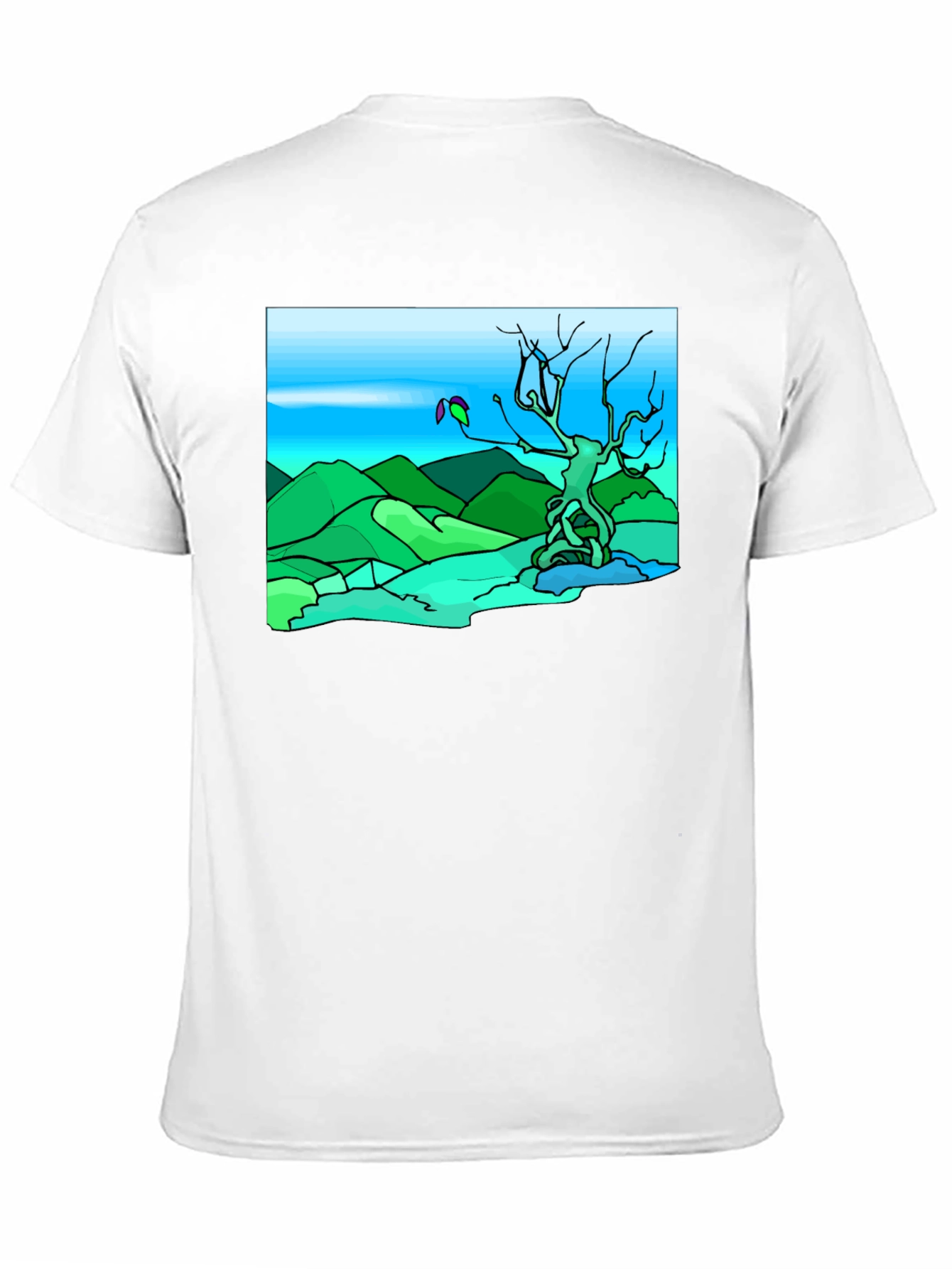 Black Artsy Nature Scene Black T-Shirt view 11