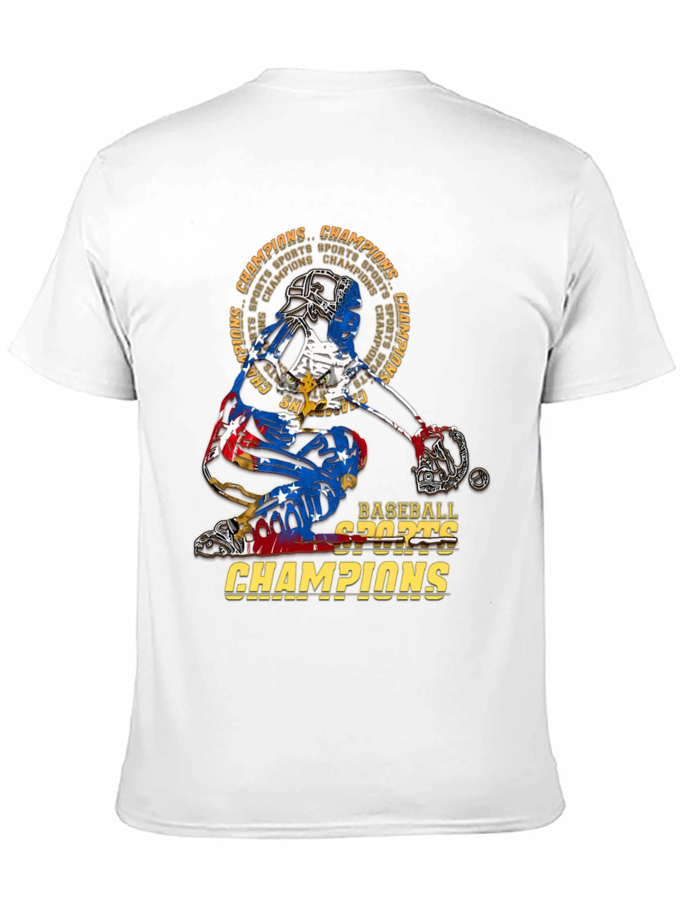 Black Baseball Catcher Champions T-Shirt view 11